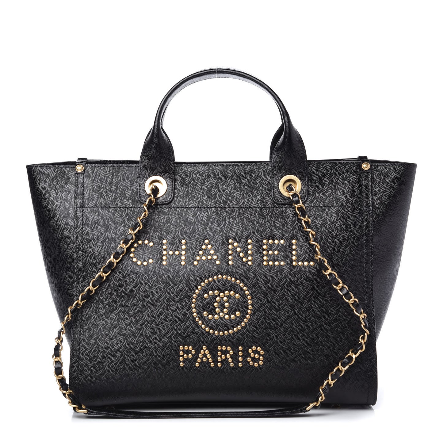 Caviar Small Studded Deauville Tote Black