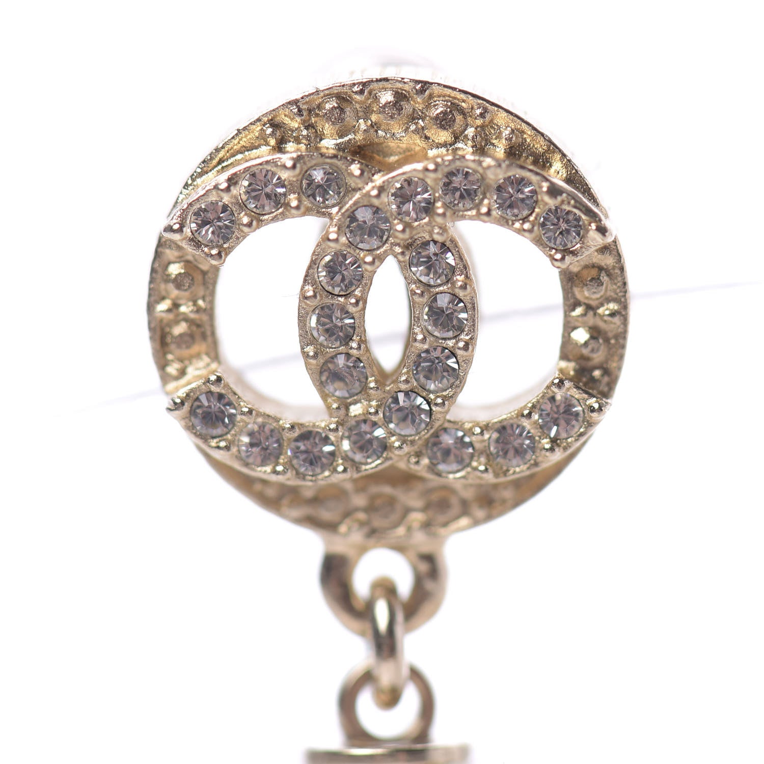 Chanel Crystal Lucite Pearl CC Drop Earrings Gold 6 of 7