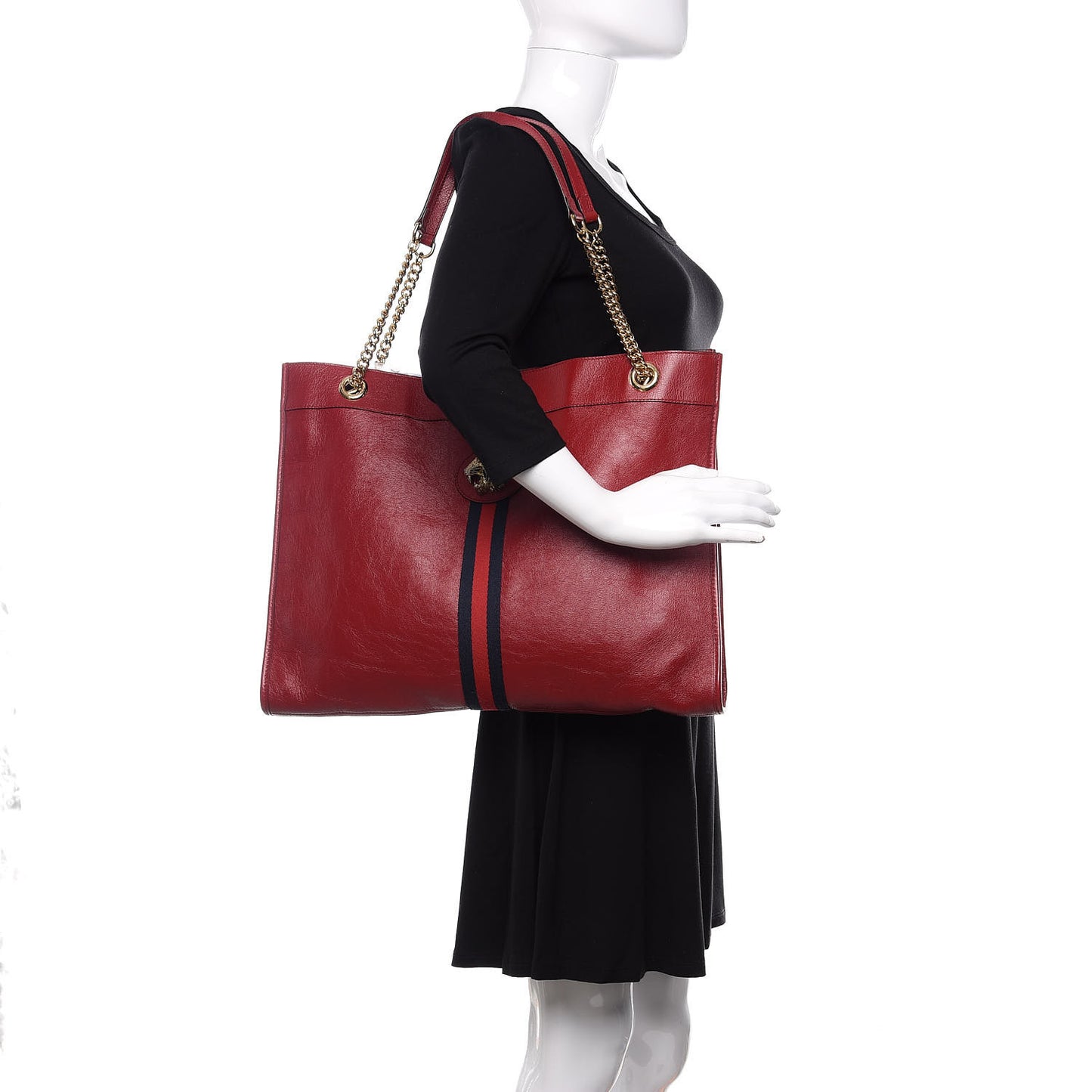 Calfskin Large Rajah Chain Tote Romantic Cherry