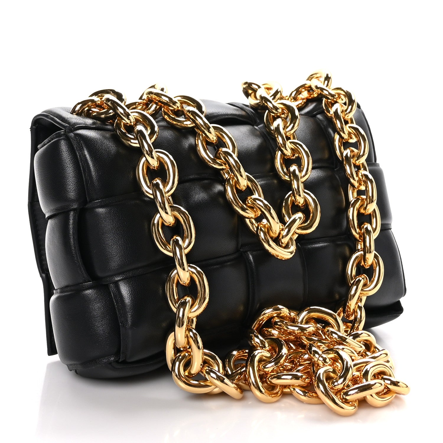 Bottega Veneta Lambskin Maxi Intreccio Padded Chain Cassette Crossbody Bag Black 3 of 8