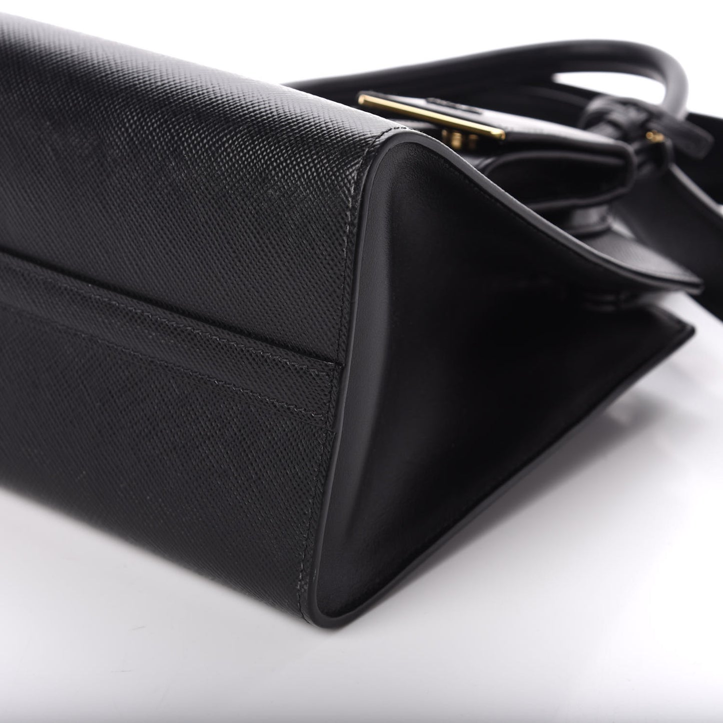Saffiano Cuir Calfskin Small Monochrome Top Handle Tote Black