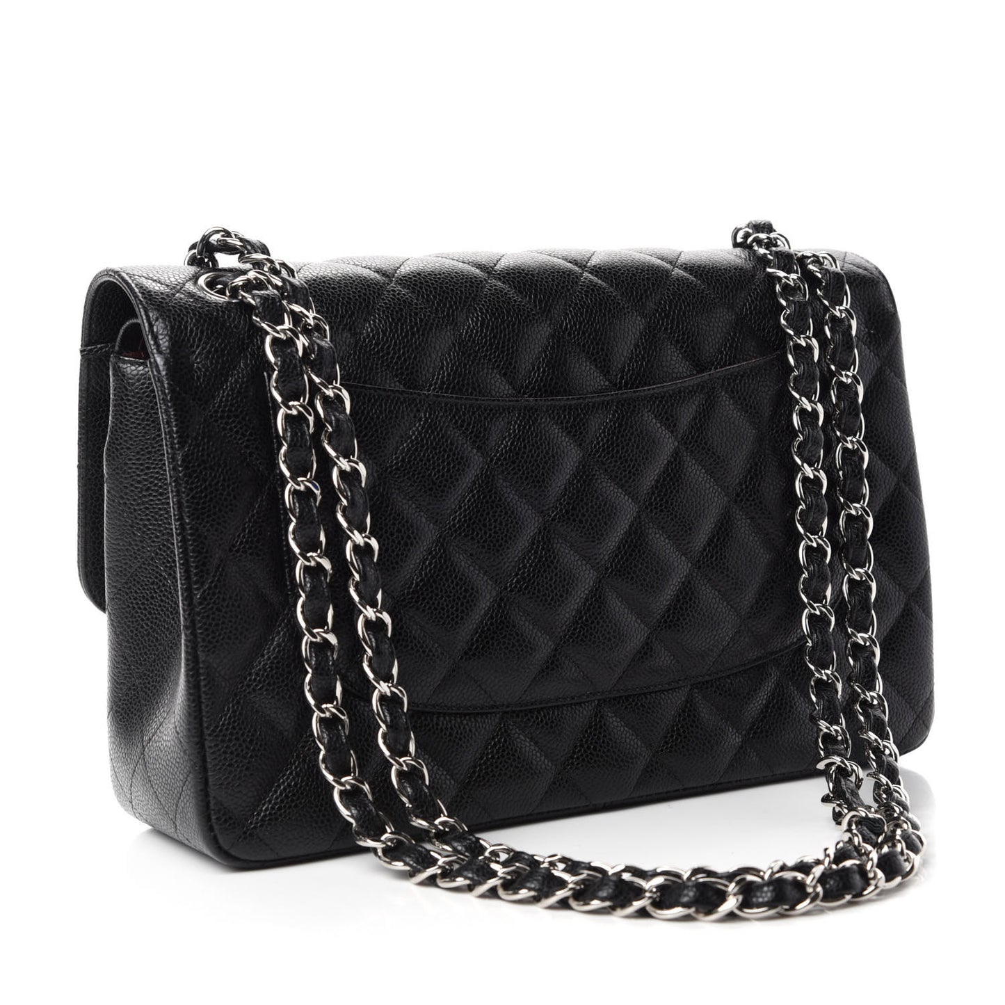 Caviar Quilted Jumbo Double Flap Black