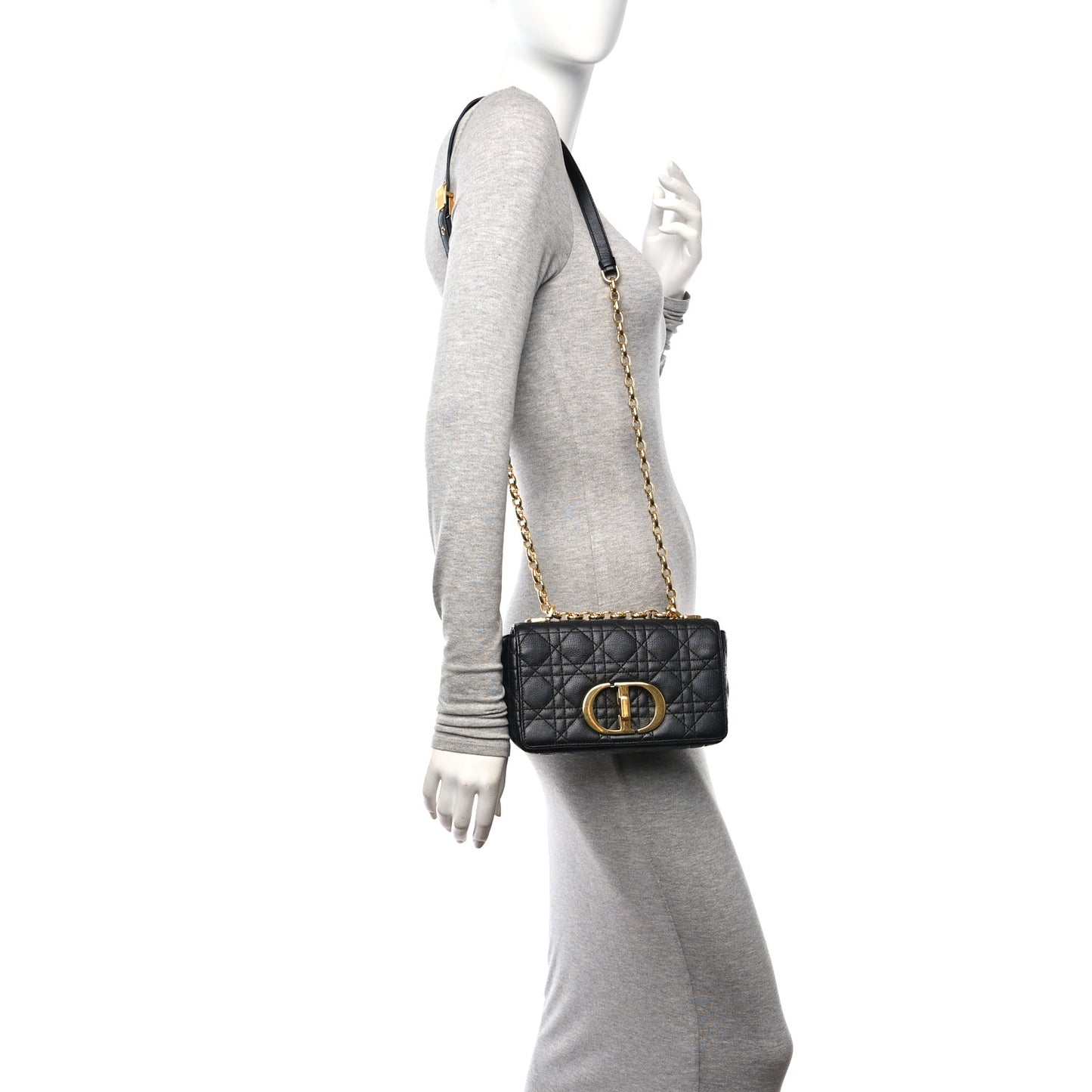 Calfskin Cannage Small Caro Bag Black