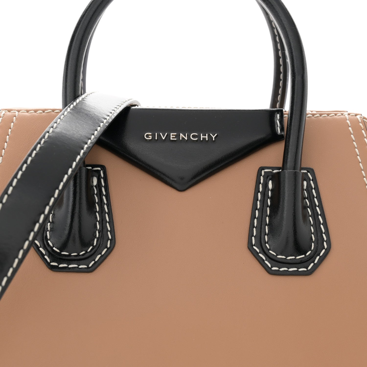 Givenchy Calfskin Small Topstitch Bi-Color Antigona Beige Black 8 of 12