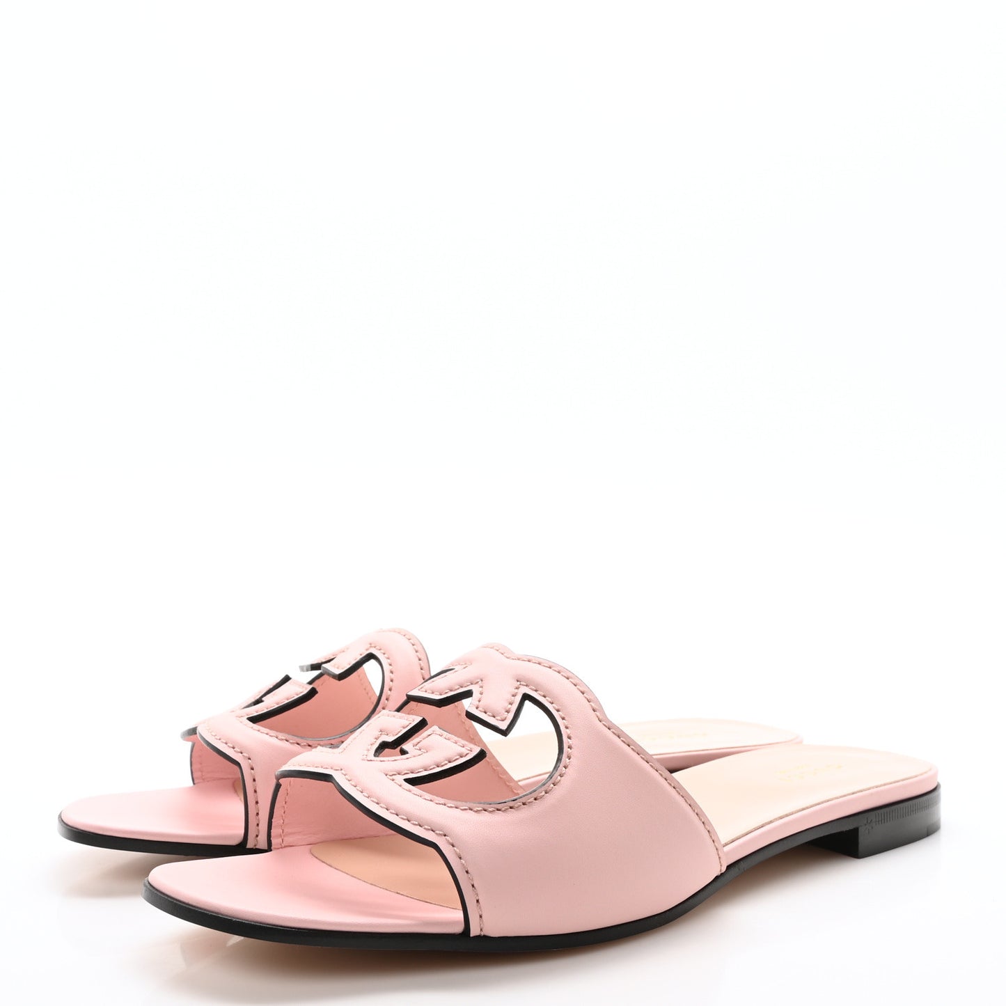 Cosmos Softy Calfskin Interlocking G Cut Out Slide Sandals 40 Candy Cotton