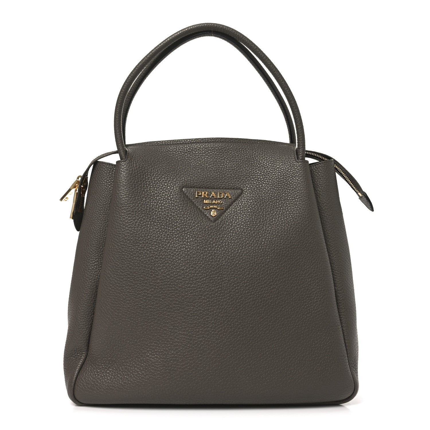 Prada Vitello Daino Soft Medium Zippered Top Handle Bag Bambu