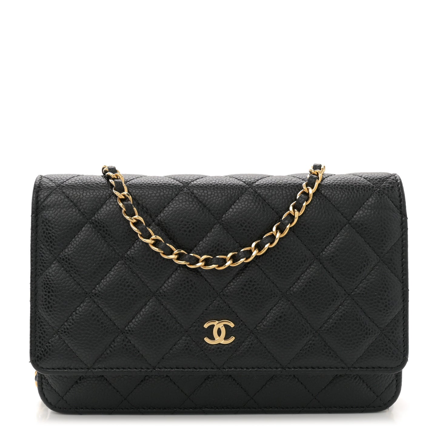 Caviar Quilted Wallet on Chain WOC Black