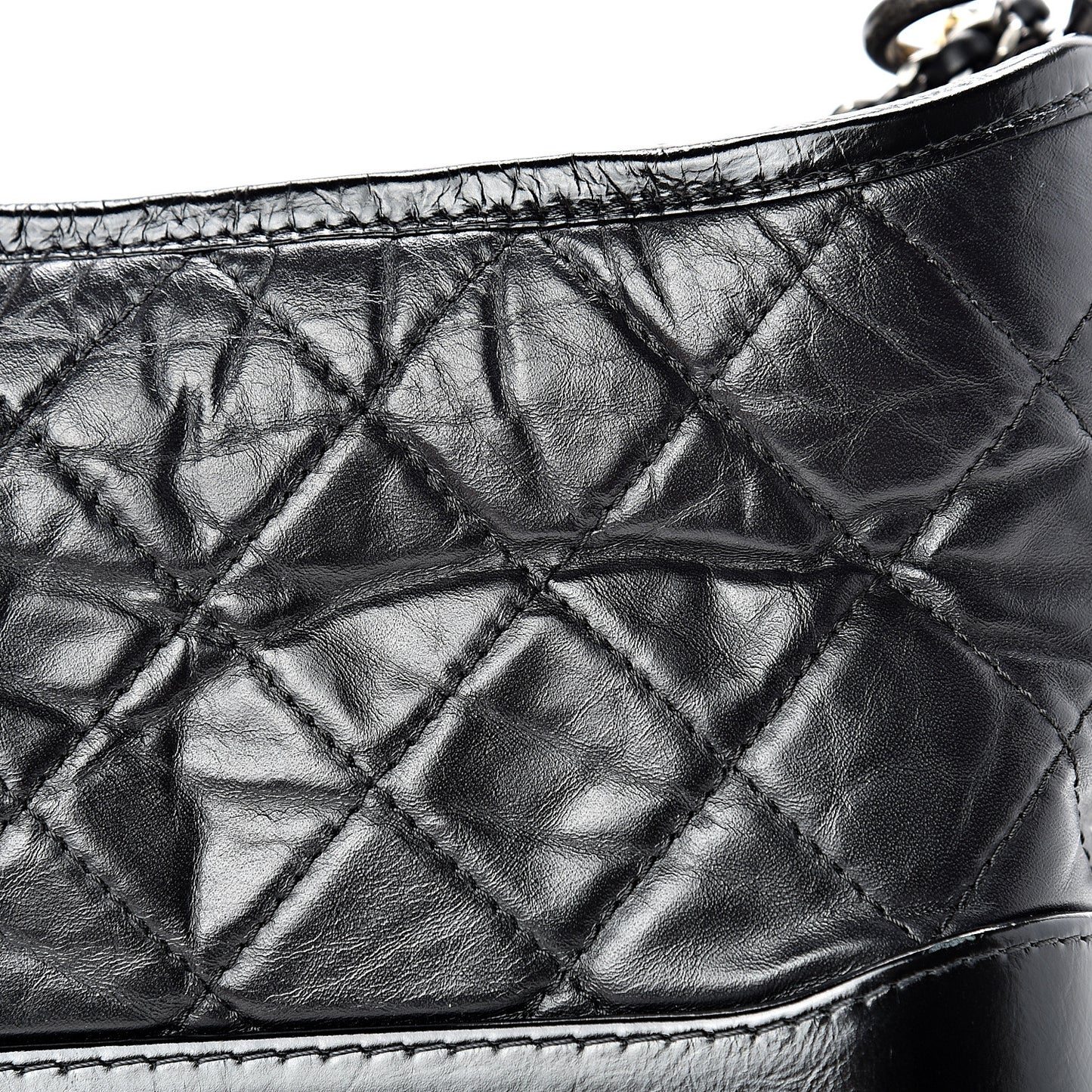 Aged Calfskin Quilted Small Gabrielle Hobo Black