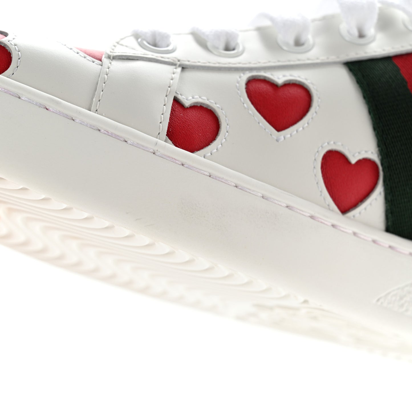 Calfskin Miro Soft Web Heart Cut Out Womens Ace Sneakers 41 White Light Hibiscus Red New Shamarock