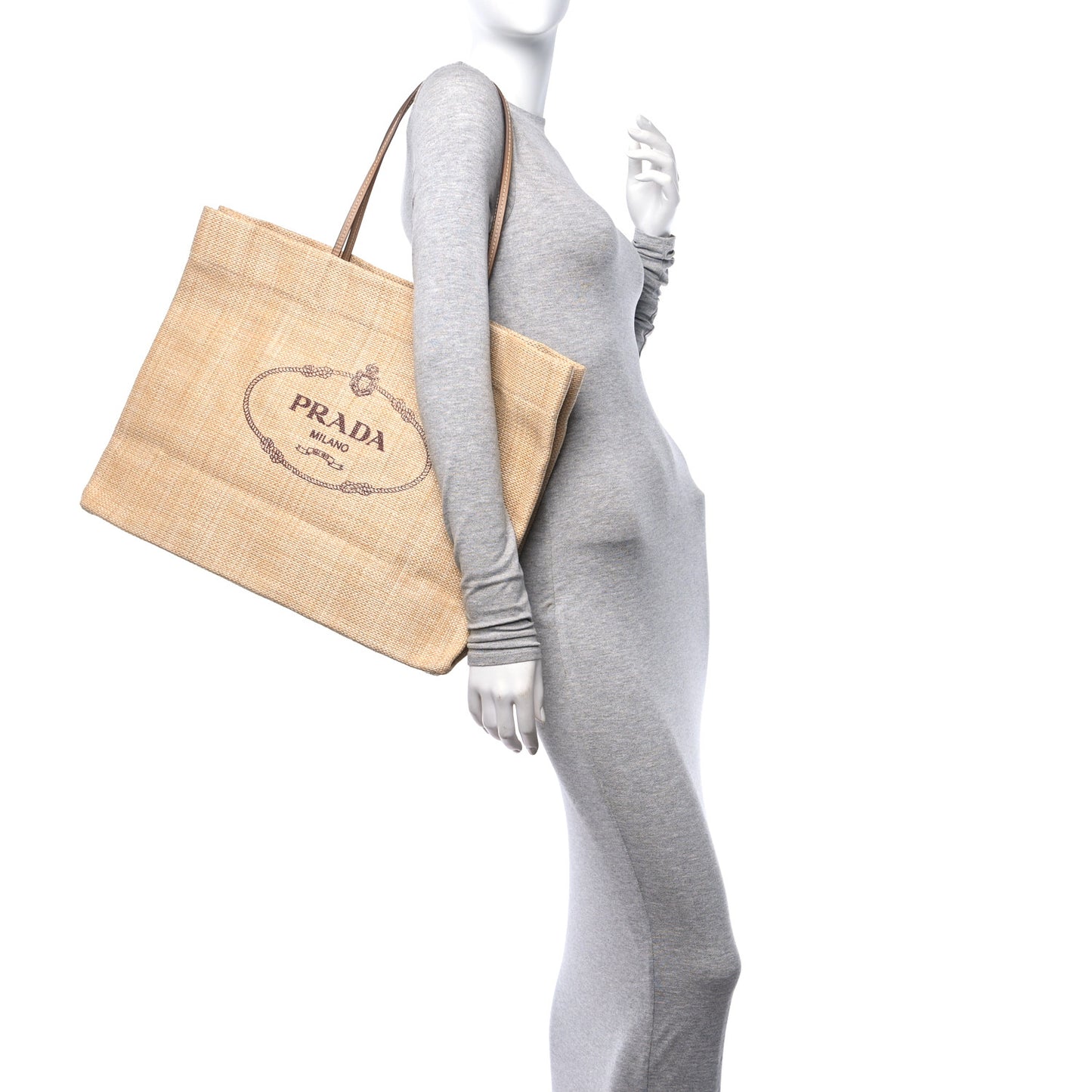 Raffia Logo Tote Naturale