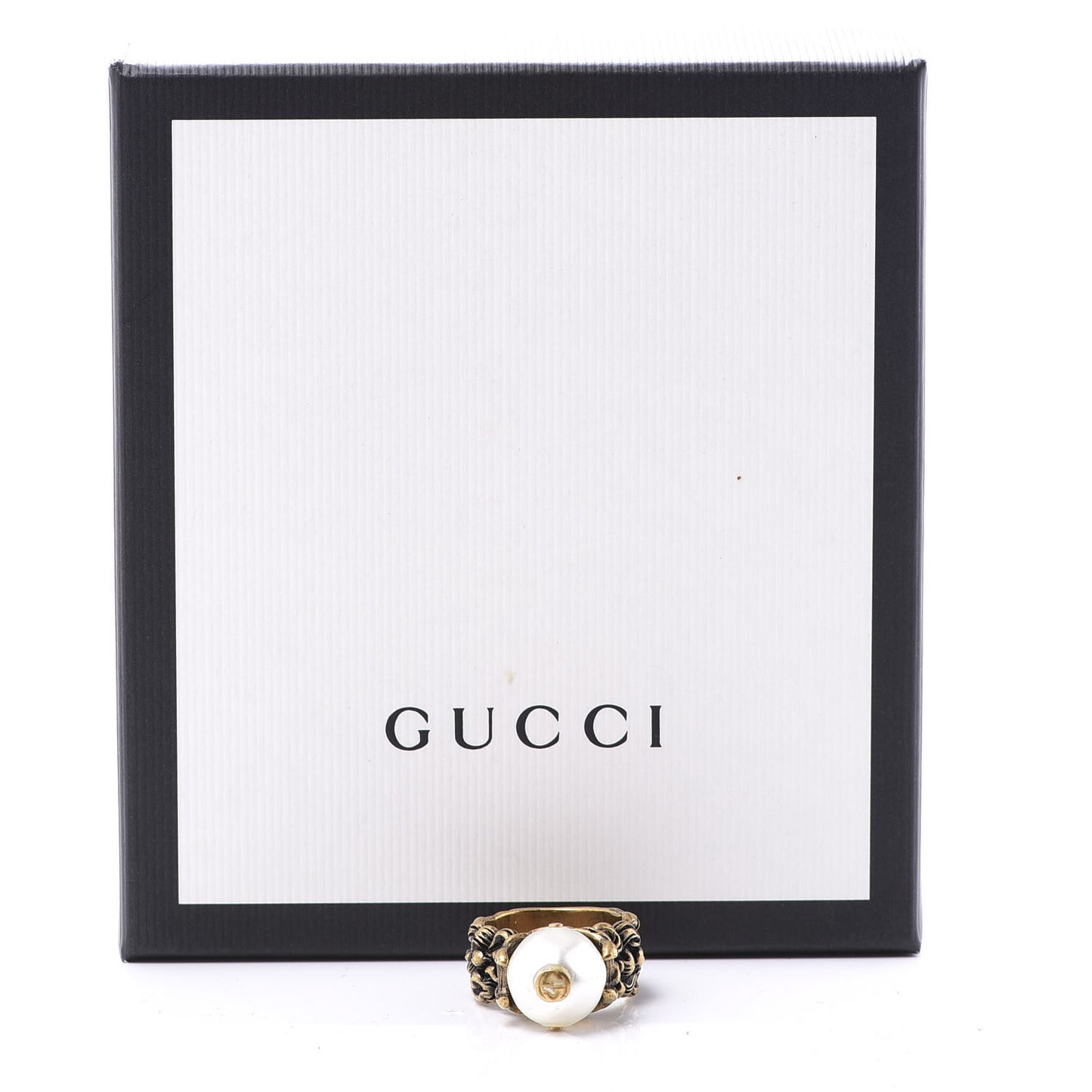 Metal Pearl Ring 21 Aged Gold