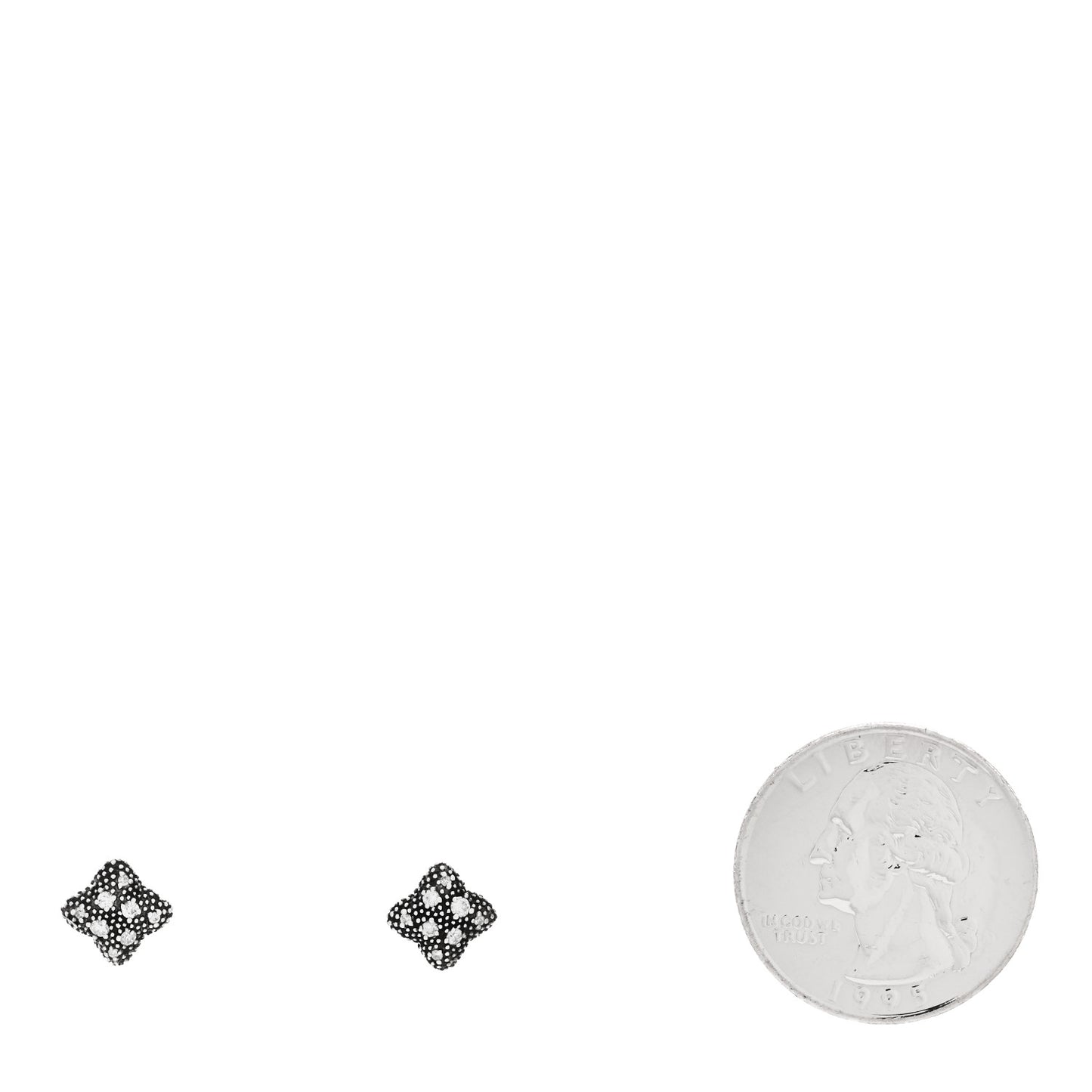 Sterling Silver Diamond Midnight Melange Quatrefoil Earrings