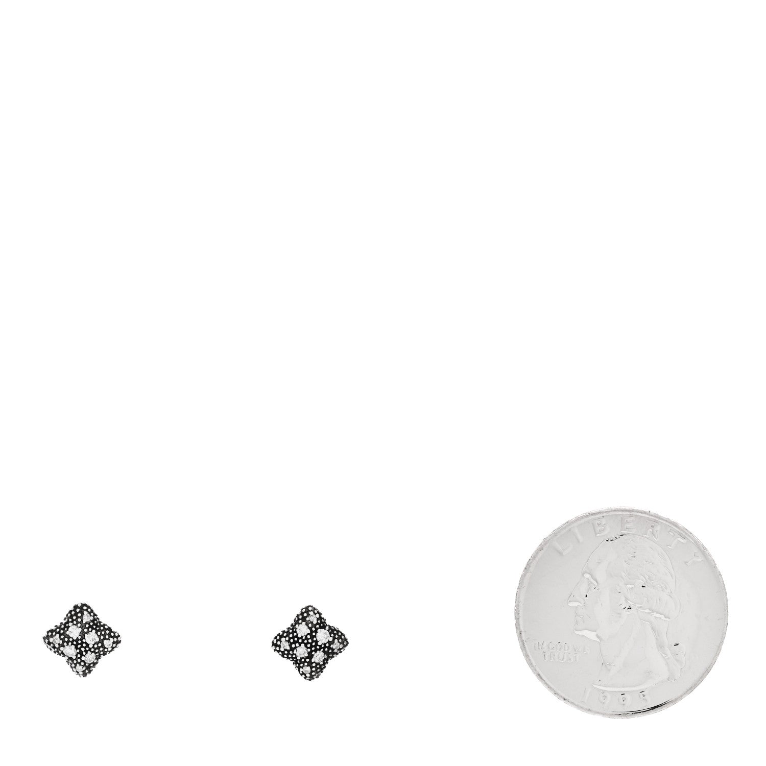 David Yurman Sterling Silver Diamond Midnight Melange Quatrefoil Earrings 2 of 4