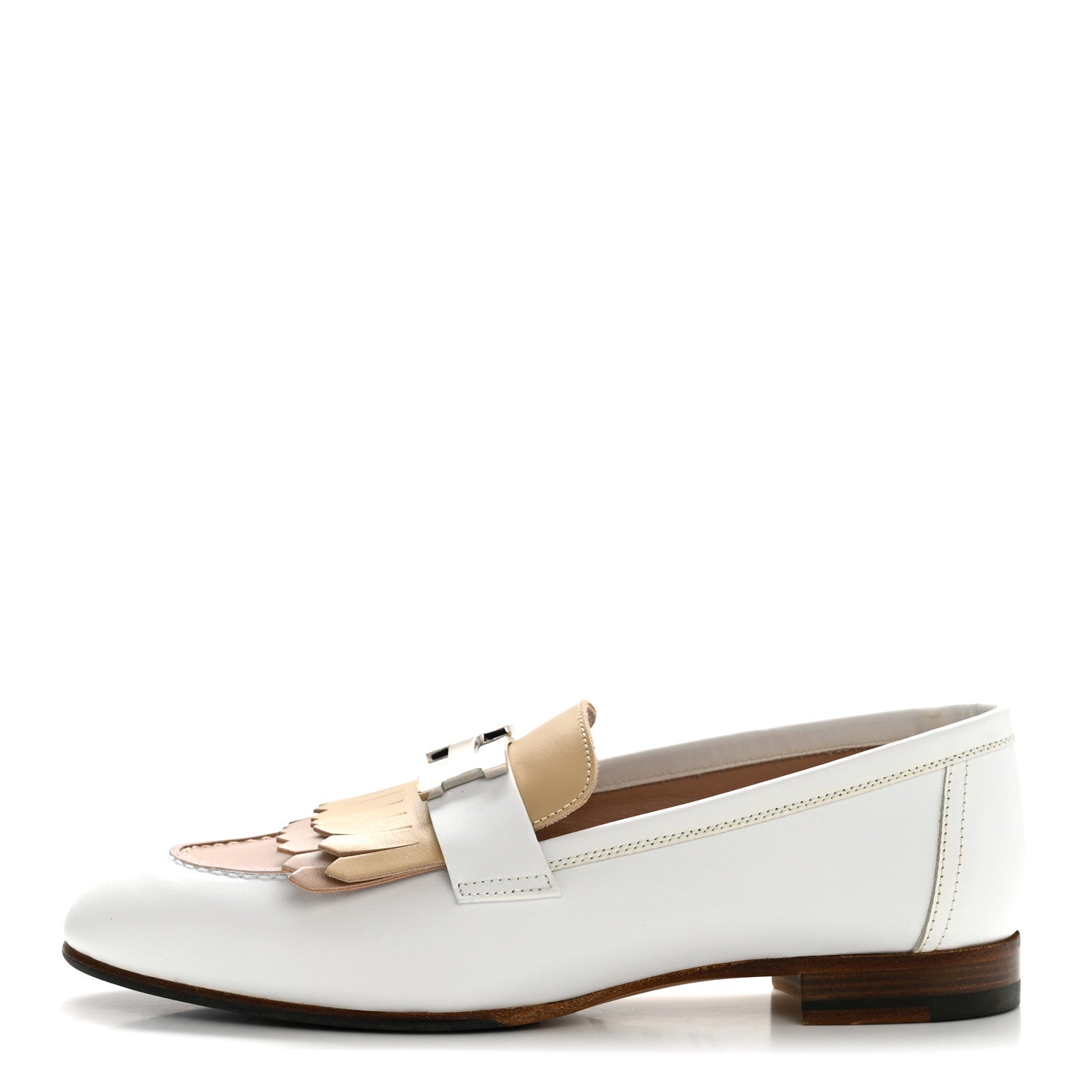 Hermes Goatskin Womens Royal Loafers 37 Multicolor White 1865603