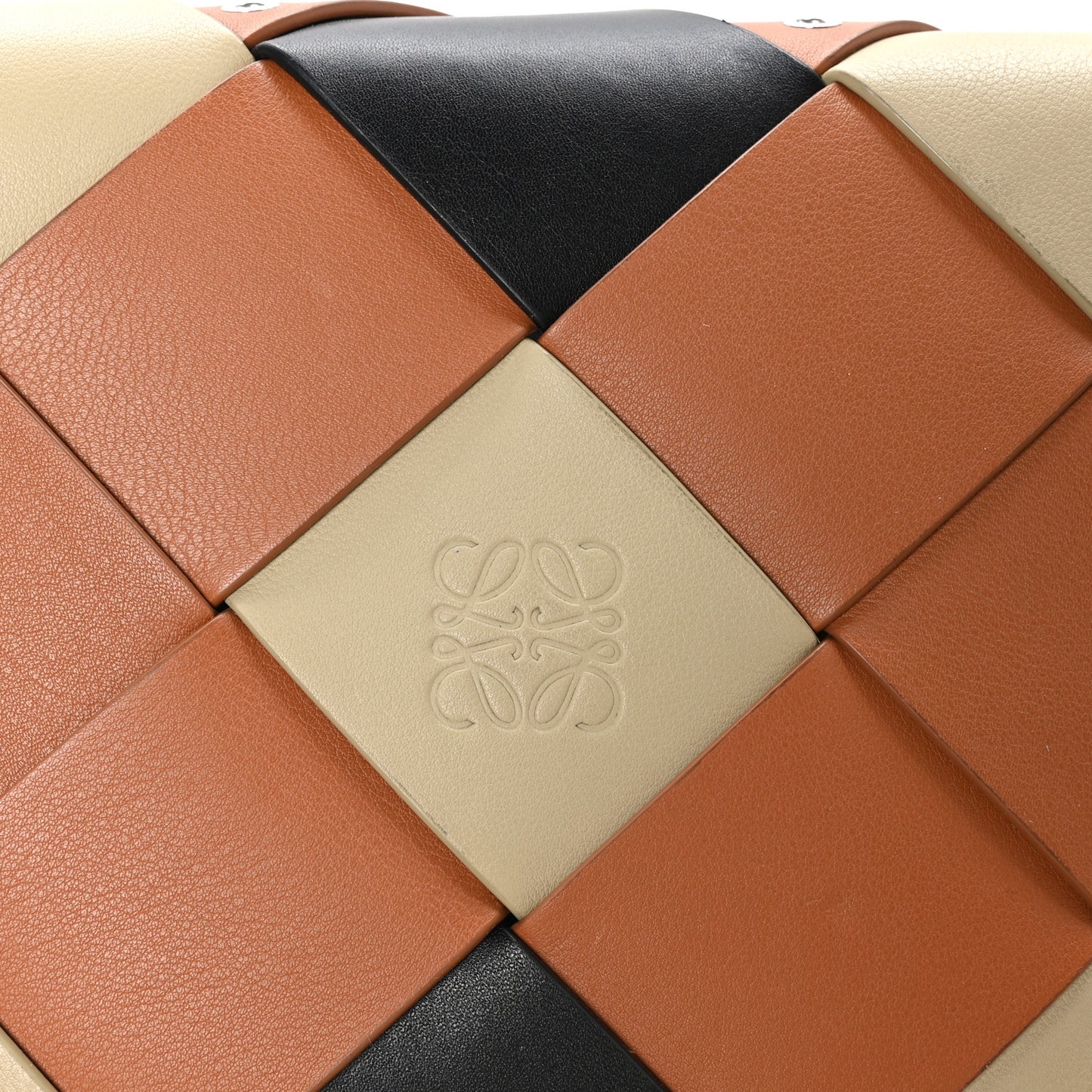 Calfskin Woven Studded Basket Surplus Bag Multicolor
