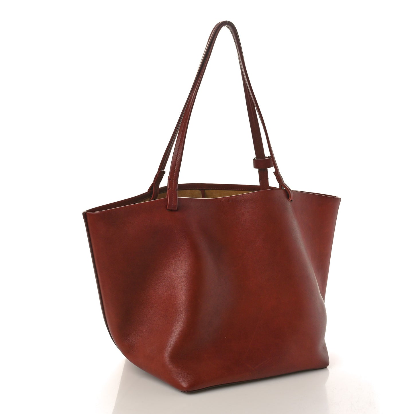 Polished Saddle Calfskin Park Tote Three Cognac