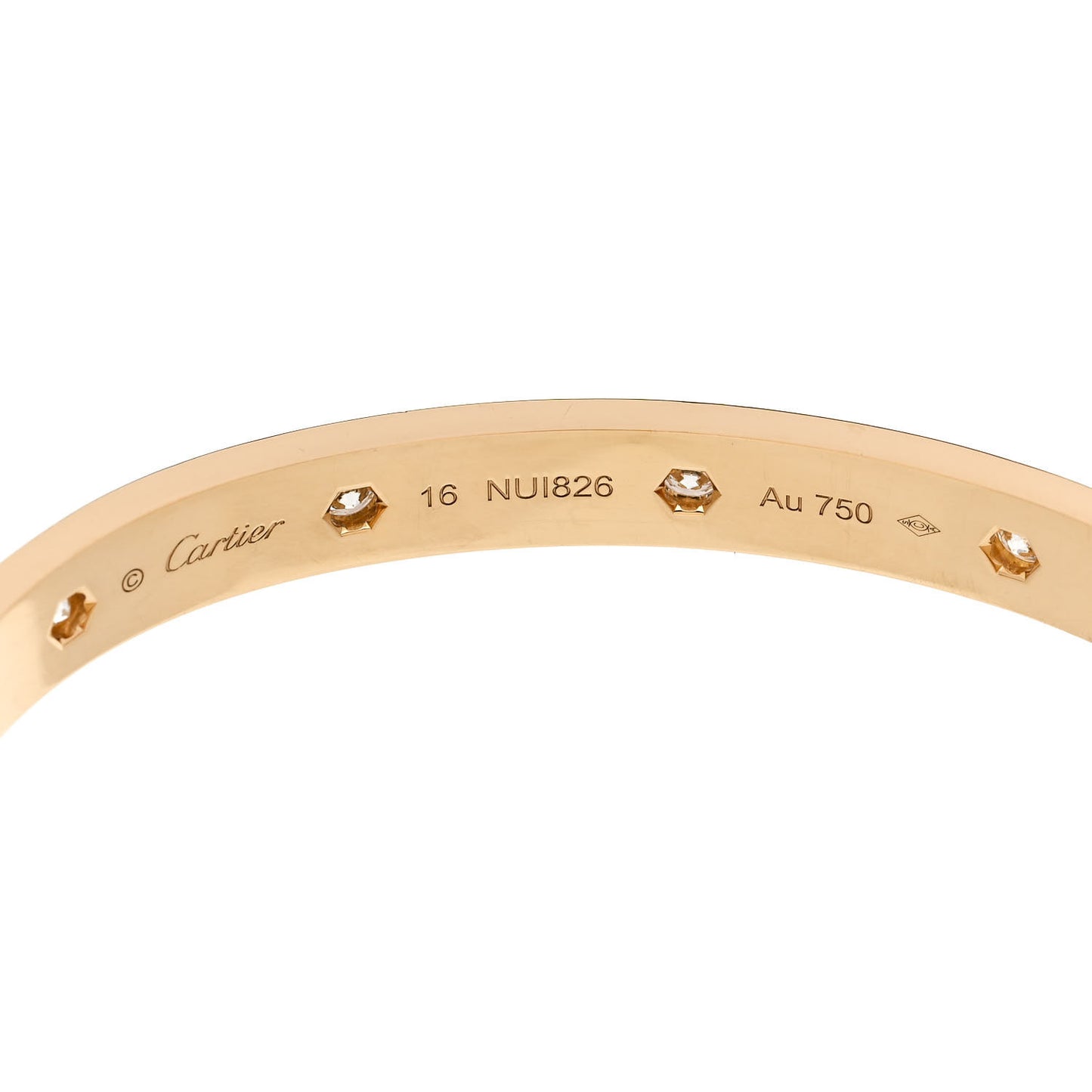 18K Yellow Gold 10 Diamond LOVE Bracelet 16
