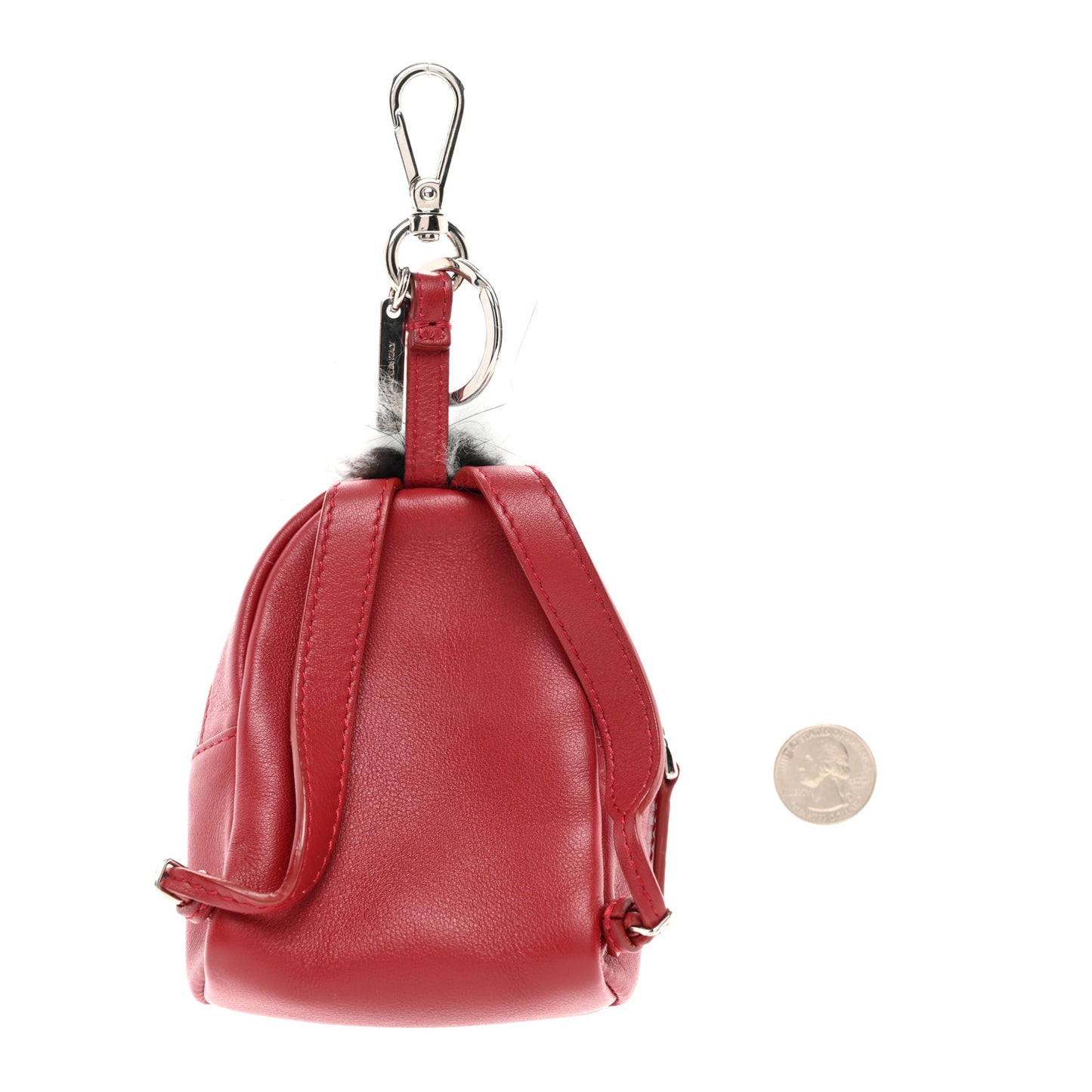 Vitello Dolce Elaphe Crystal Nutria Fox Fur Monster Eyes Mini Backpack Charm Ribes Natural Multicolor