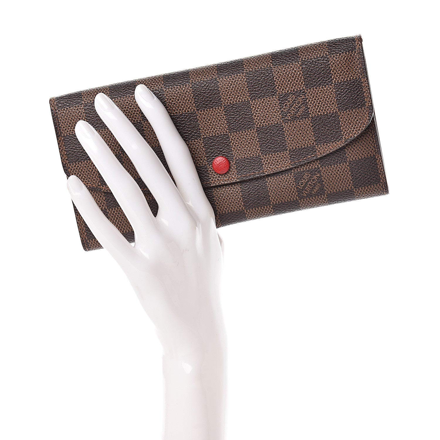 Louis Vuitton Damier Ebene Emilie Wallet Red 2 of 9