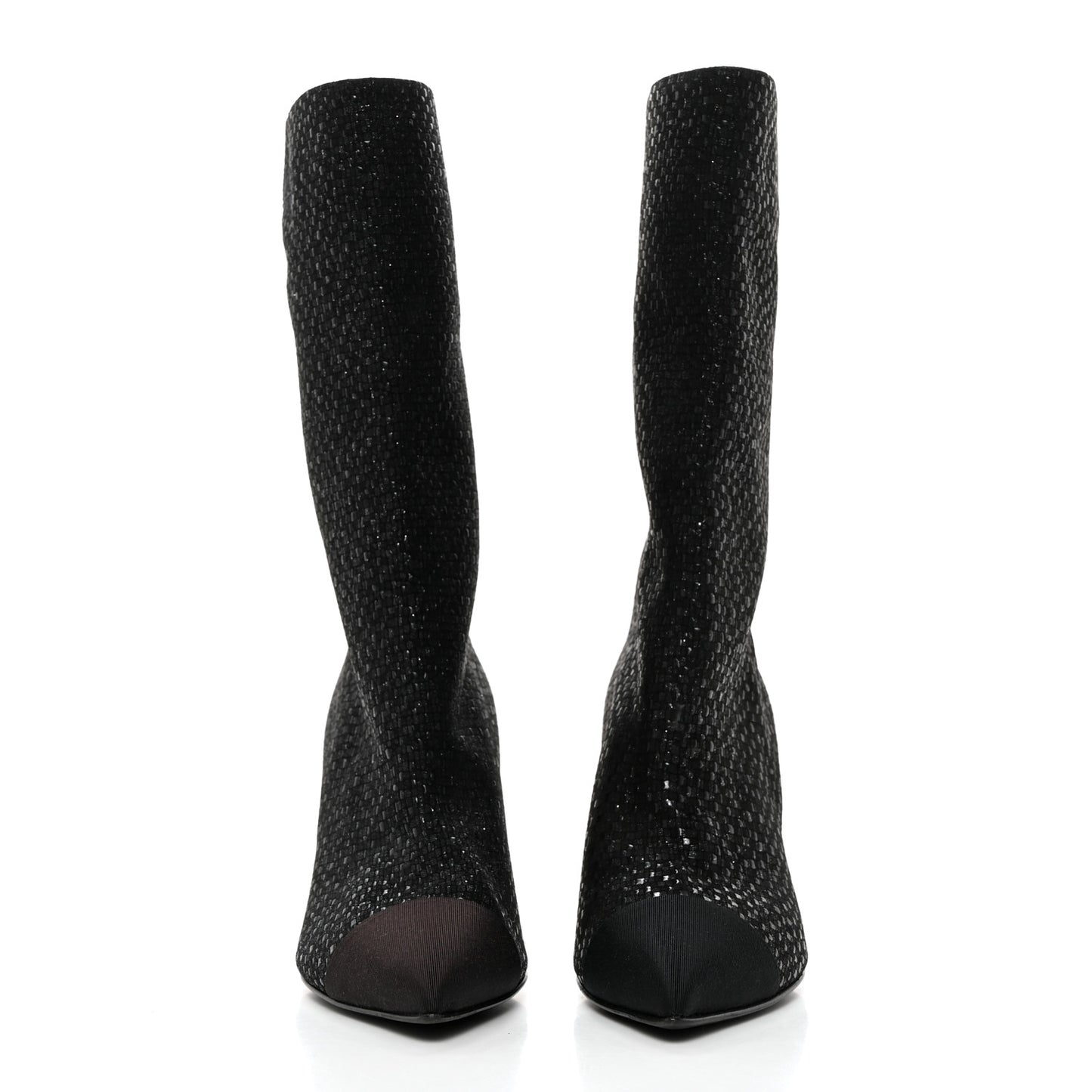 Fan Goatskin Grosgrain Gabrielle Cap Toe Short Boots 37 Black