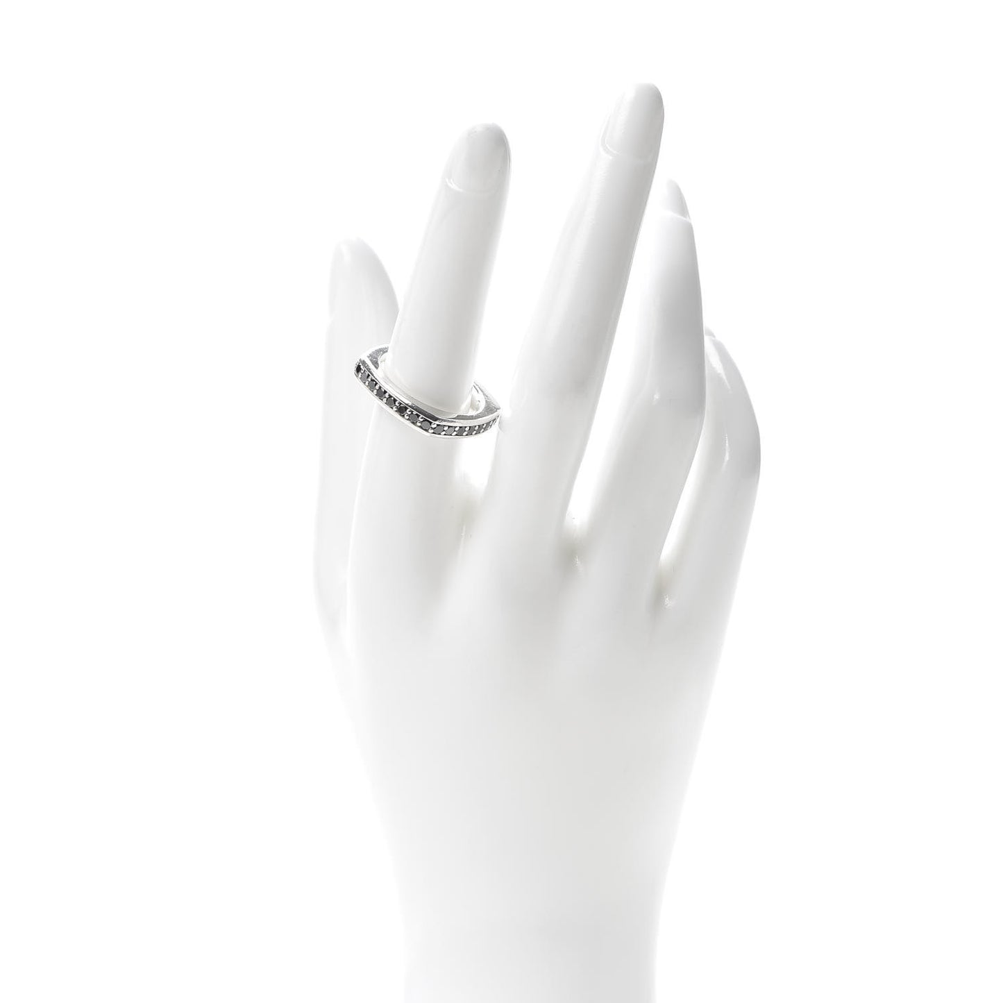 Sterling Silver Black Diamond Square Band Ring 56 7.5