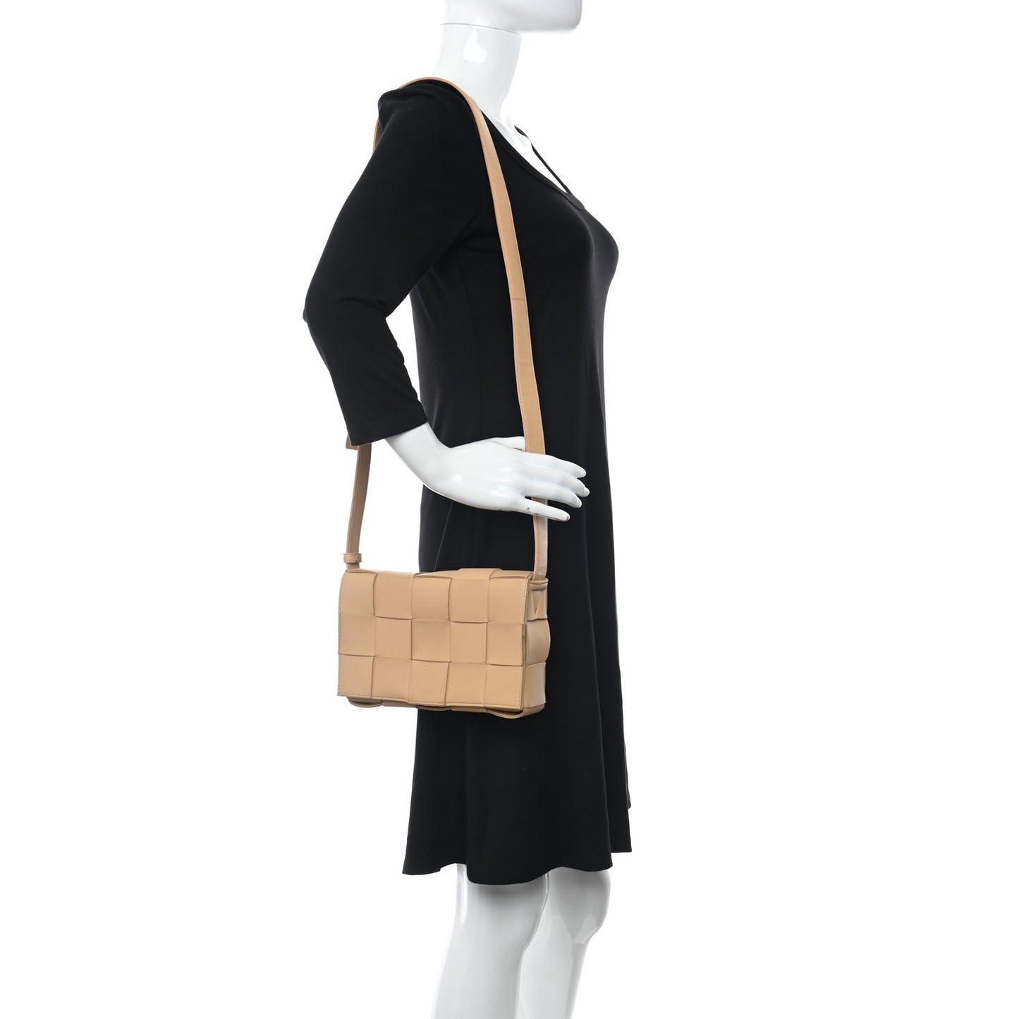 Lambskin Maxi Intrecciato Cassette Crossbody Bag Almond