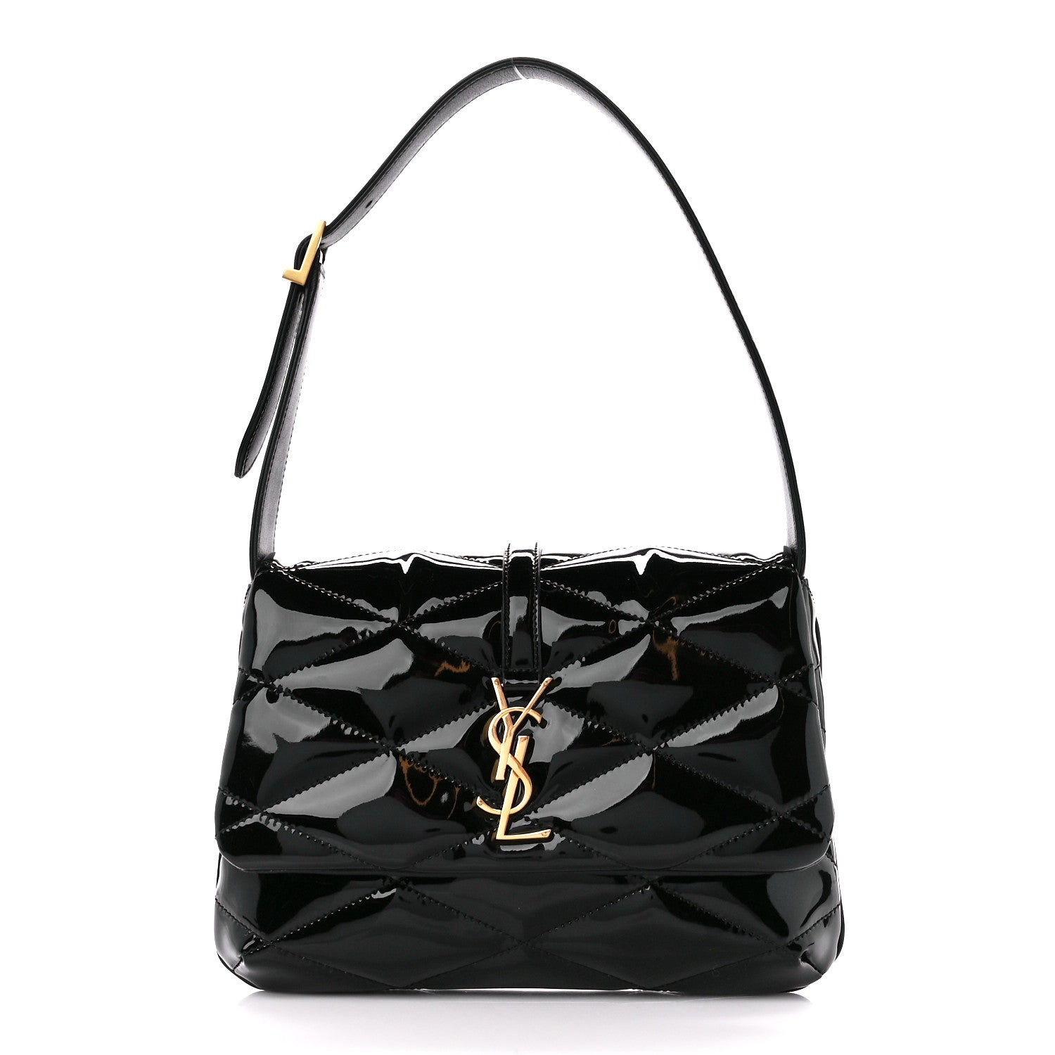 Saint Laurent Patent Quilted Le 57 Diamond Shoulder Bag Black