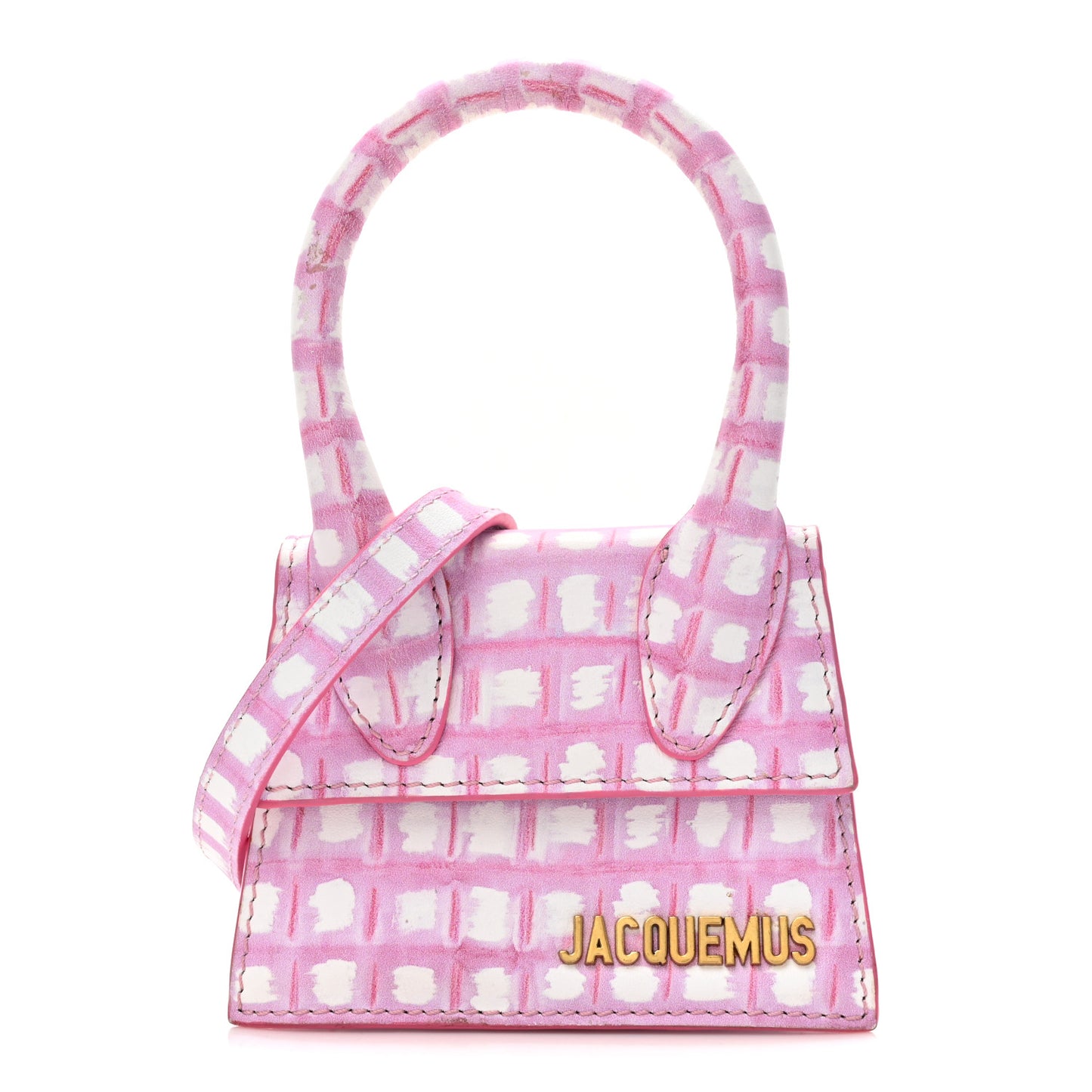 Smooth Calfskin Check Printed Le Chiquito Pink White