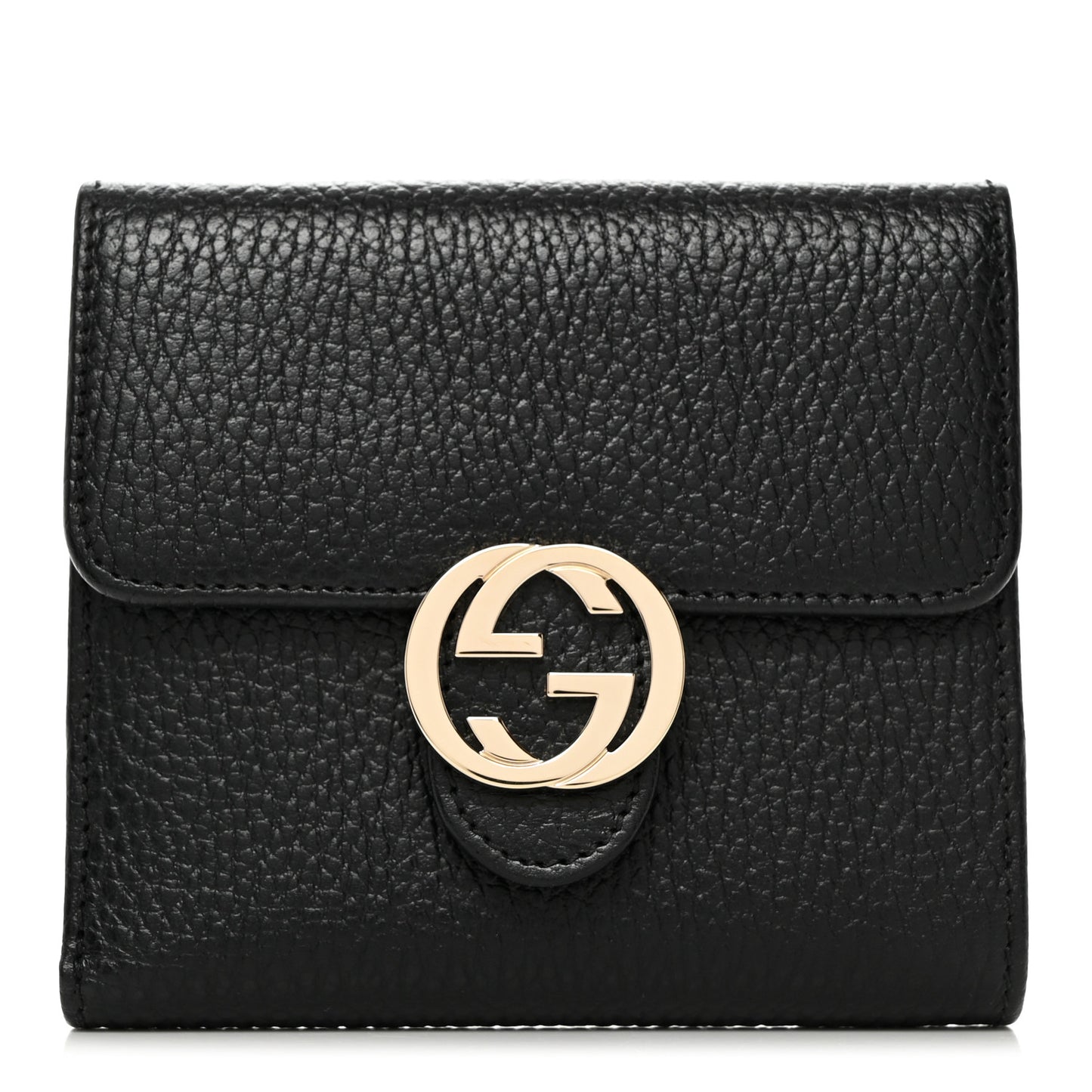 Dollar Calfskin Interlocking G French Wallet Black