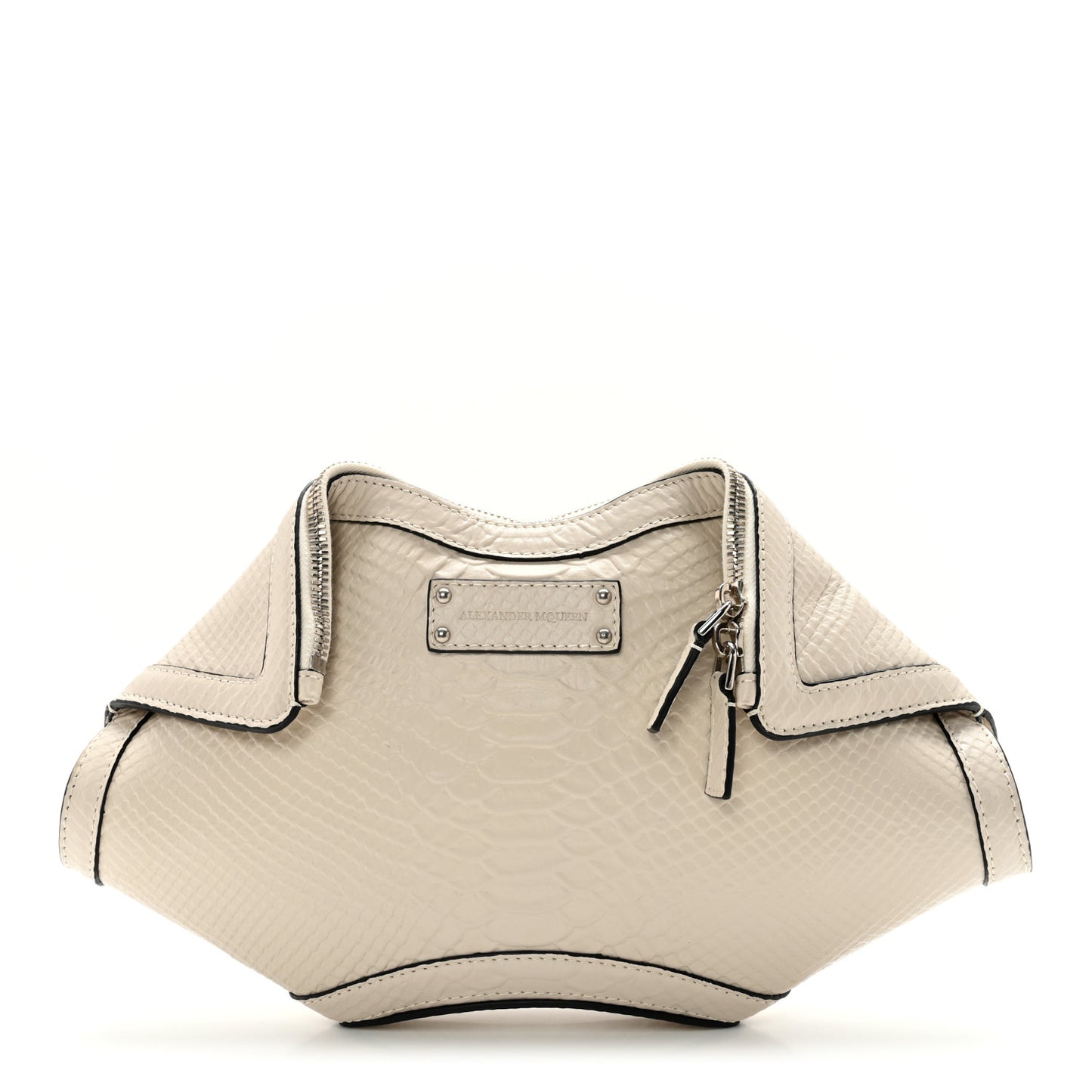 Calfksin Crocodile Embossed Manta Clutch White