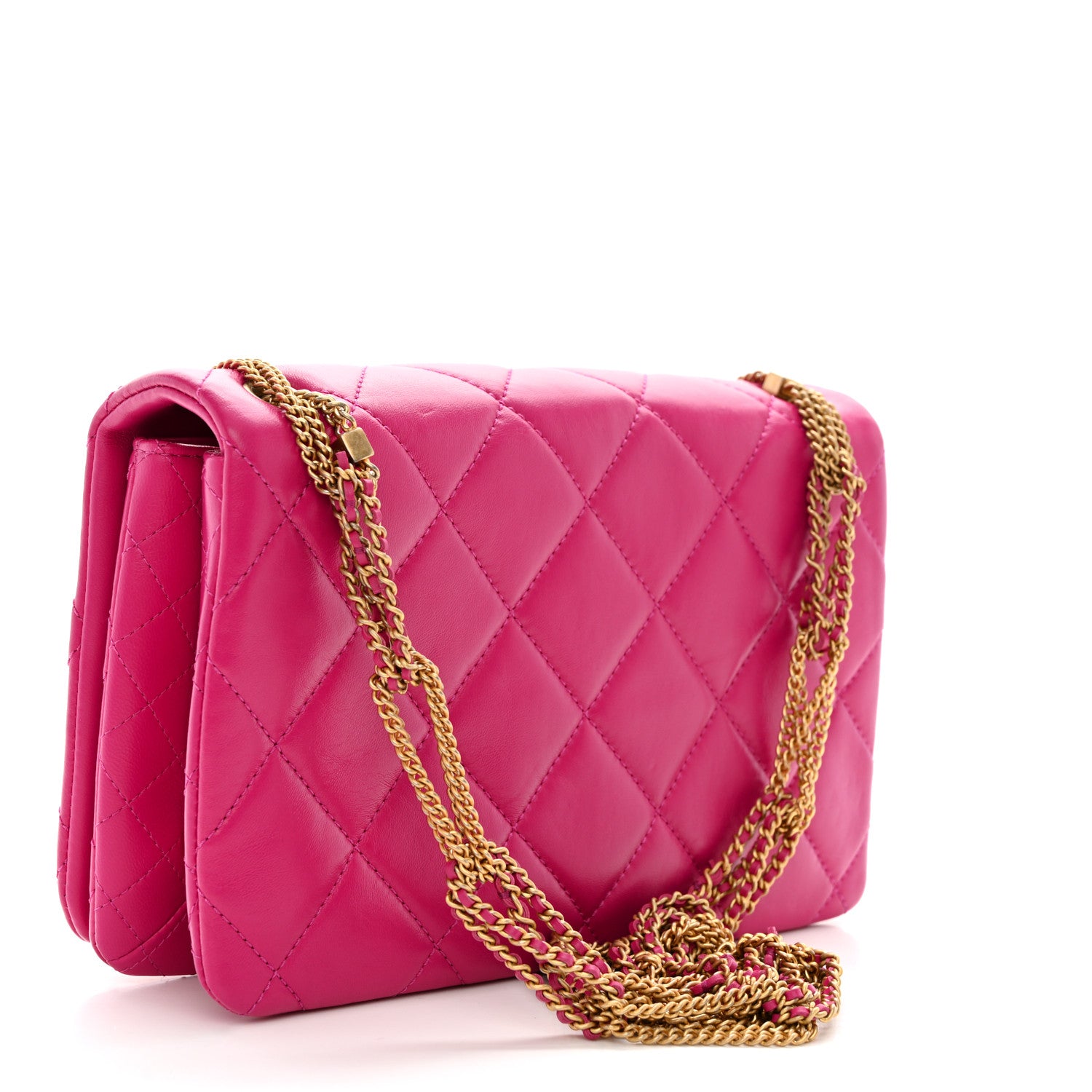 Chanel Lambskin Quilted On And On Small Chain Flap Fuchsia 3 of 11
