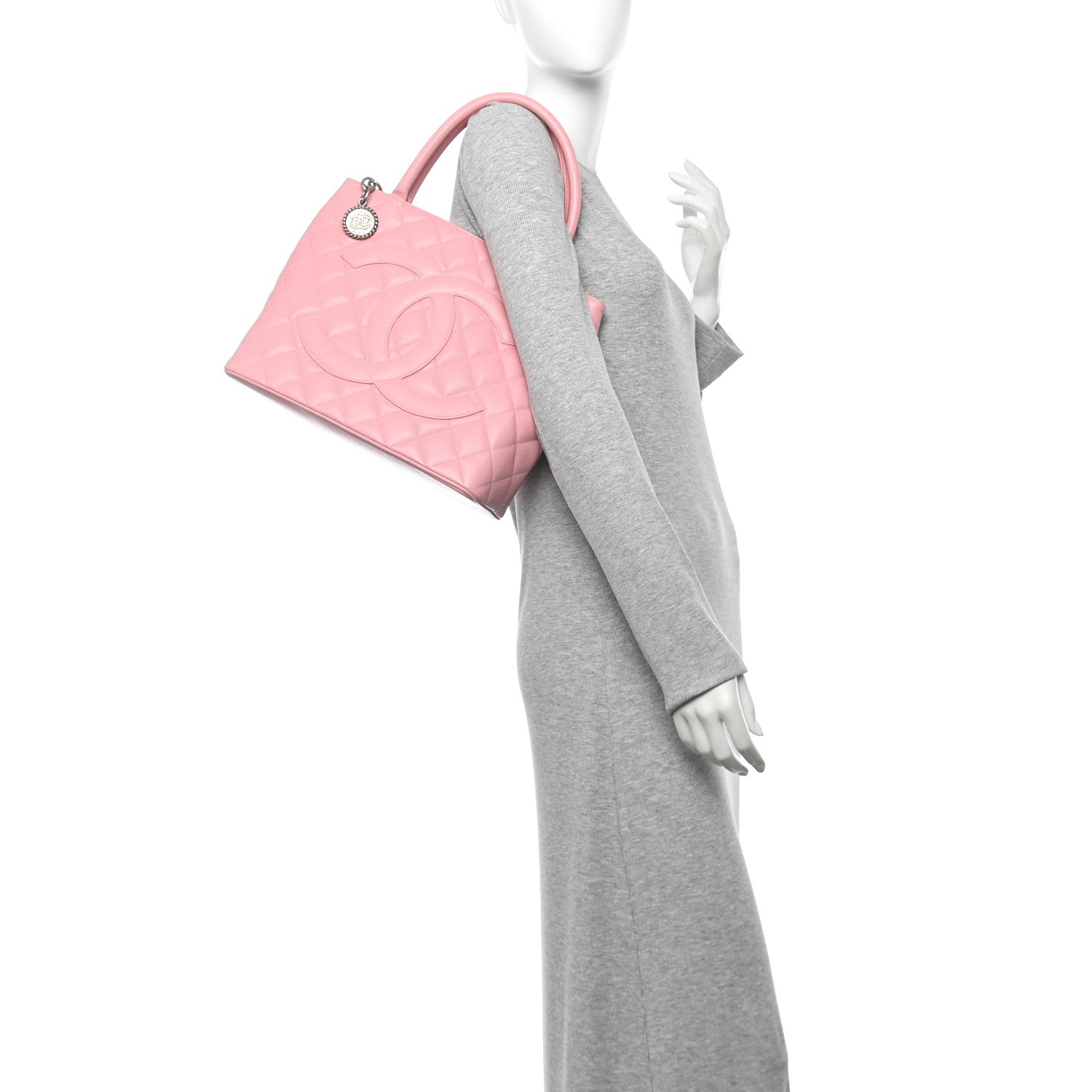 Chanel Caviar Medallion CC Tote Light Pink 2 of 12