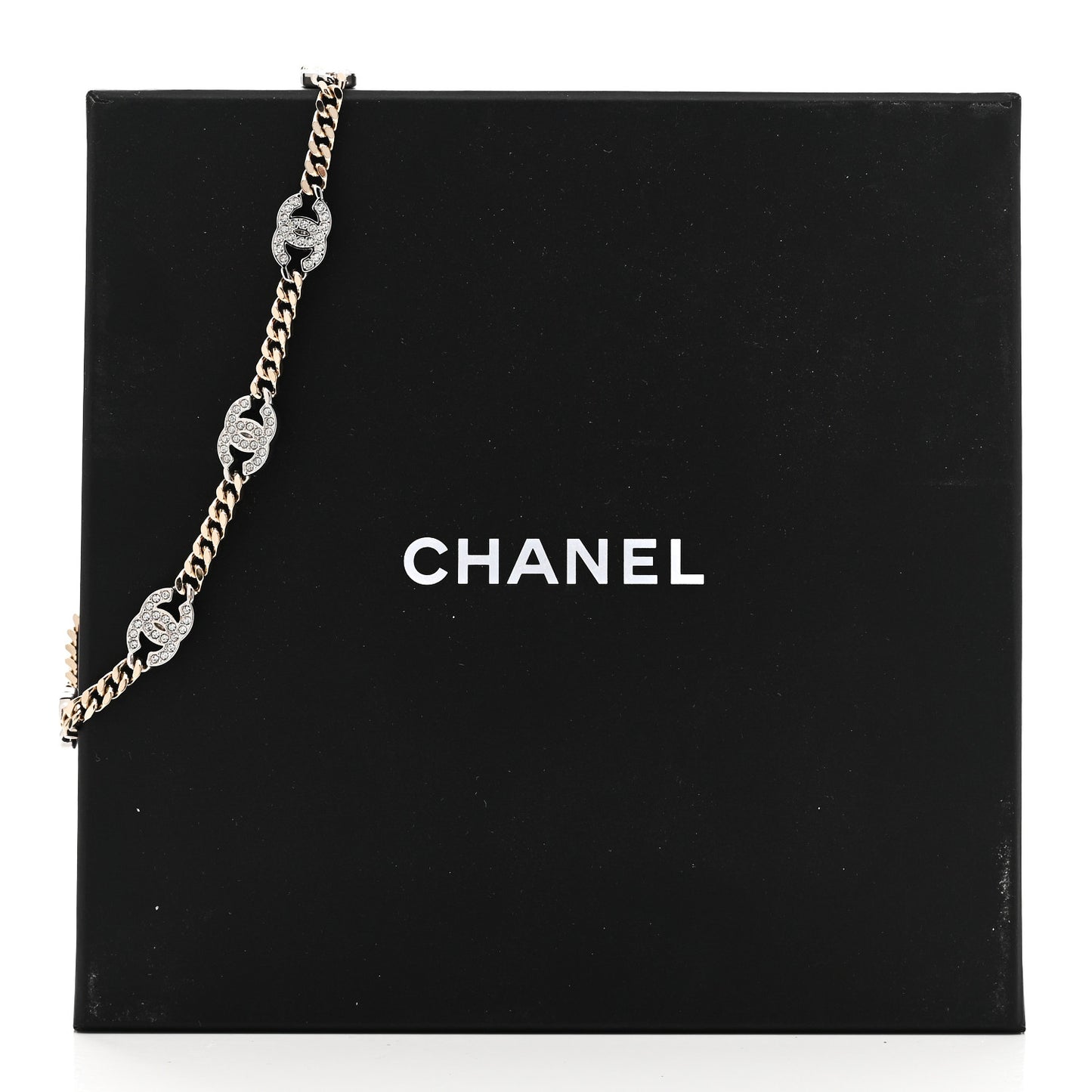 Crystal Chain CC Link Choker Gold Silver