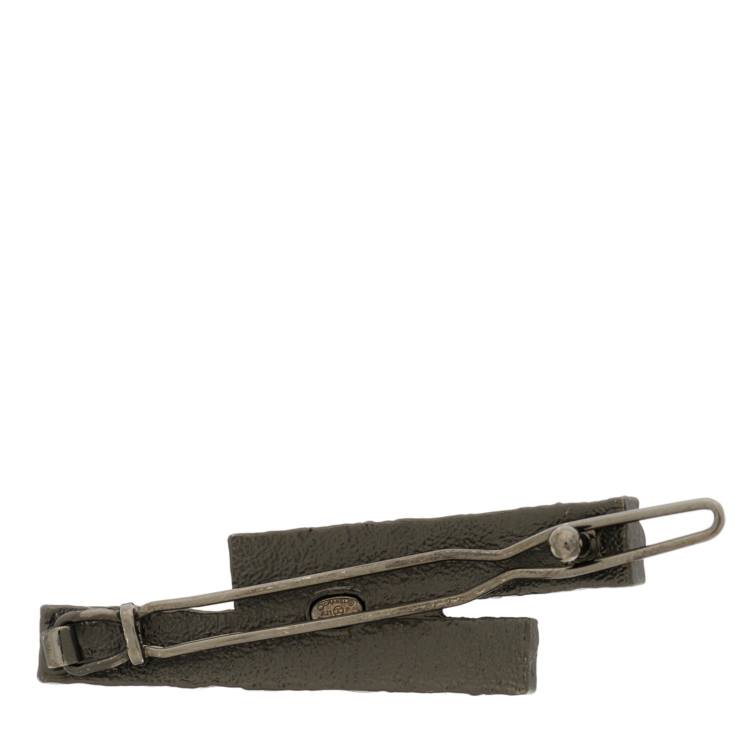 Chanel Metal Resin Enamel Logo Hair Clip Barrette Black White 3 of 4