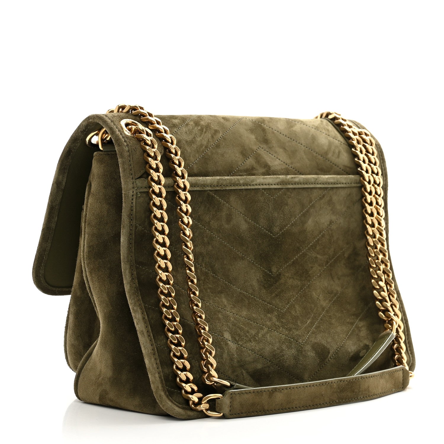 Saint Laurent Suede Monogram Medium Niki Chain Satchel Loden Green 3 of 10