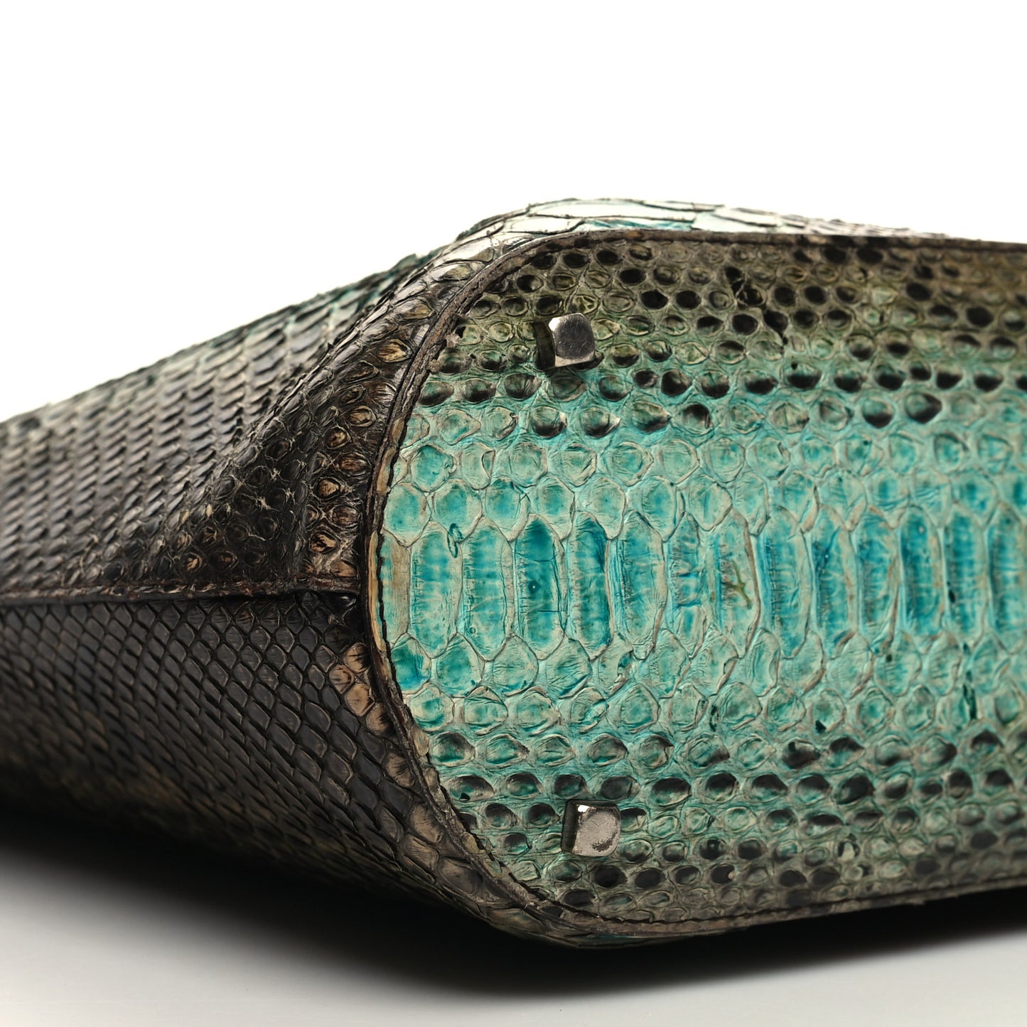 Snakeskin Degrade Gancio Top Handle Tote Blue Multicolor