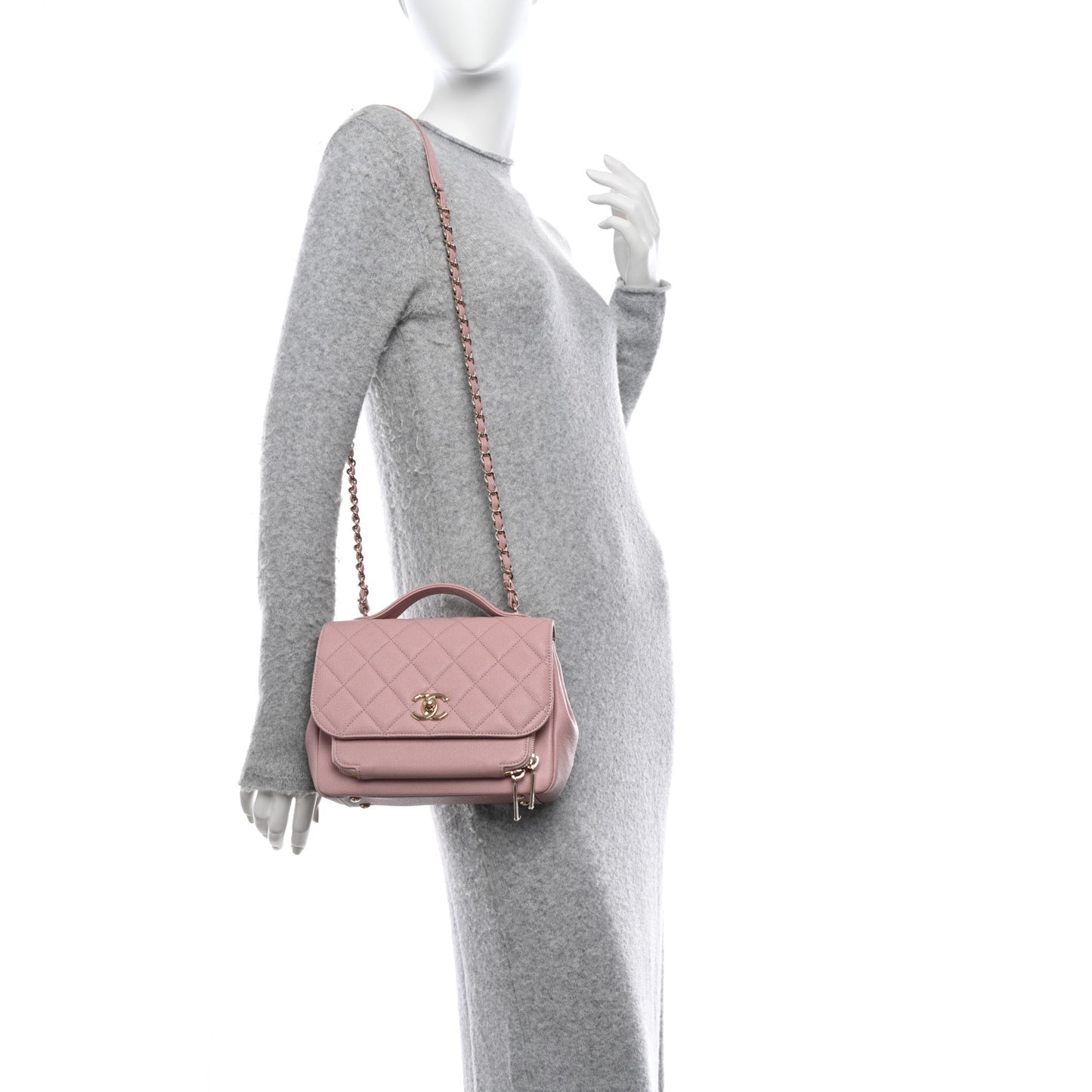 Caviar Quilted Medium Business Affinity Flap Light Pink