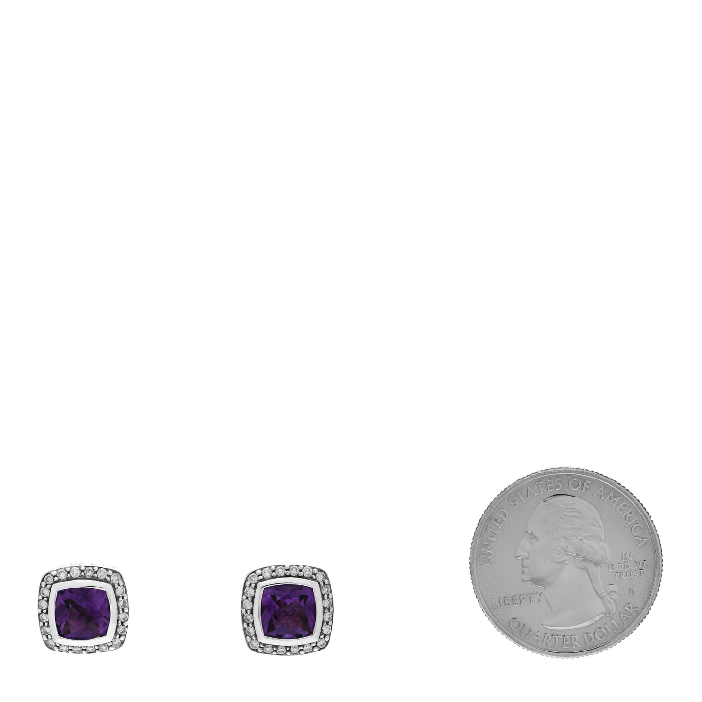 Sterling Silver Diamond Amethyst 7mm Albion Earrings