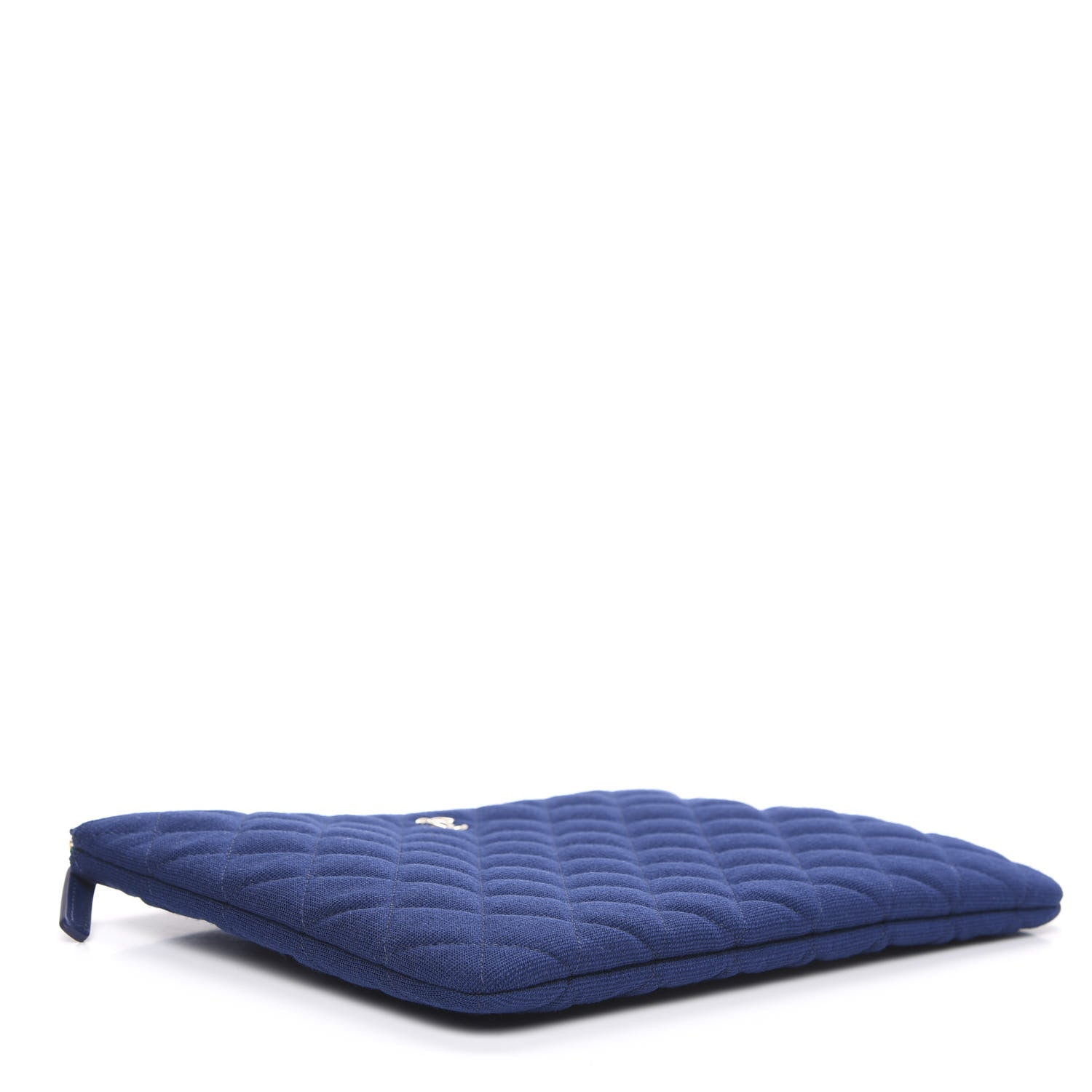 Chanel Jersey Quilted Medium Cosmetic Case Blue 3 of 8