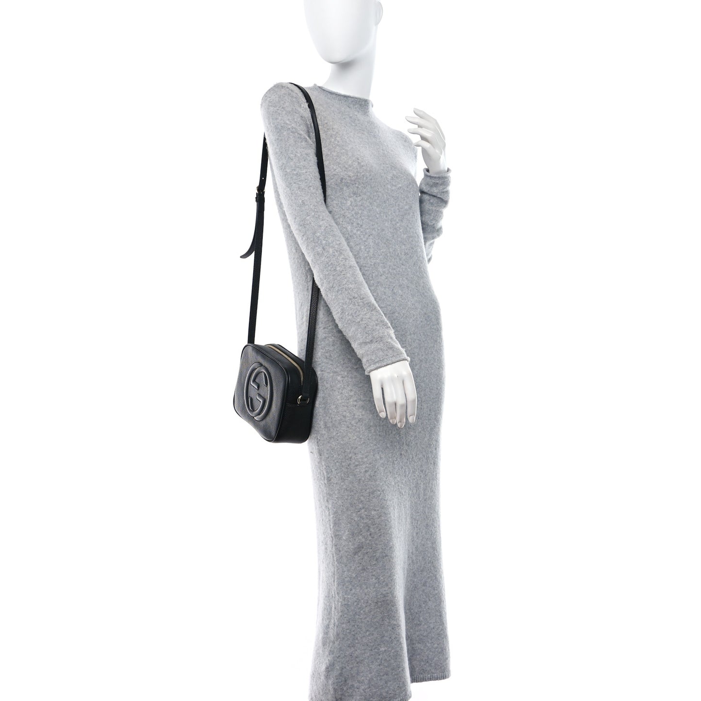 Pebbled Calfskin Small Soho Disco Bag Black