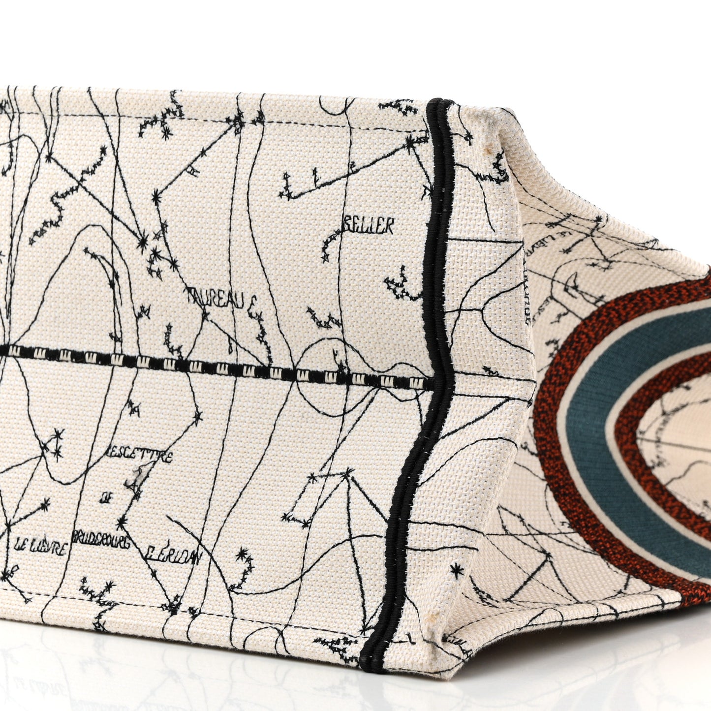 Canvas Embroidered Large Zodiac Book Tote Latte Multicolor