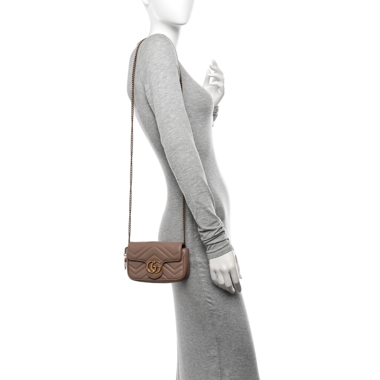 Calfskin Matelasse Super Mini GG Marmont Shoulder Bag Porcelain Rose