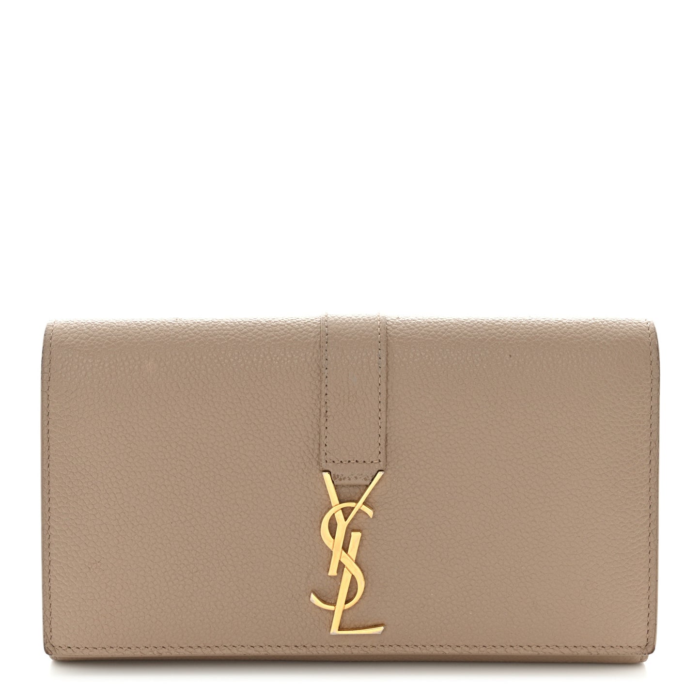 Grained Calfskin Monogram Large Flap Wallet Beige