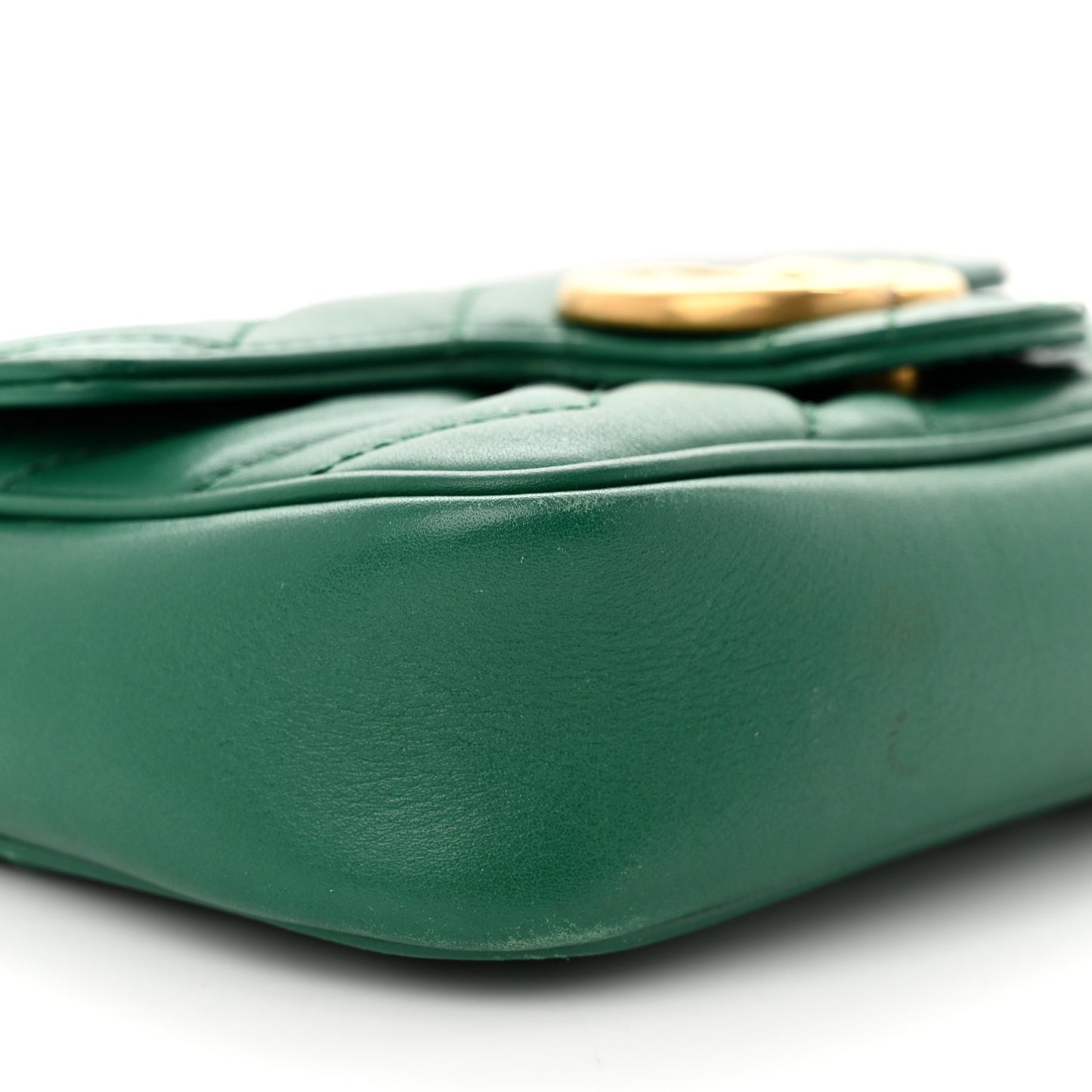 Calfskin Matelasse Super Mini GG Marmont Shoulder Bag Emerald Green