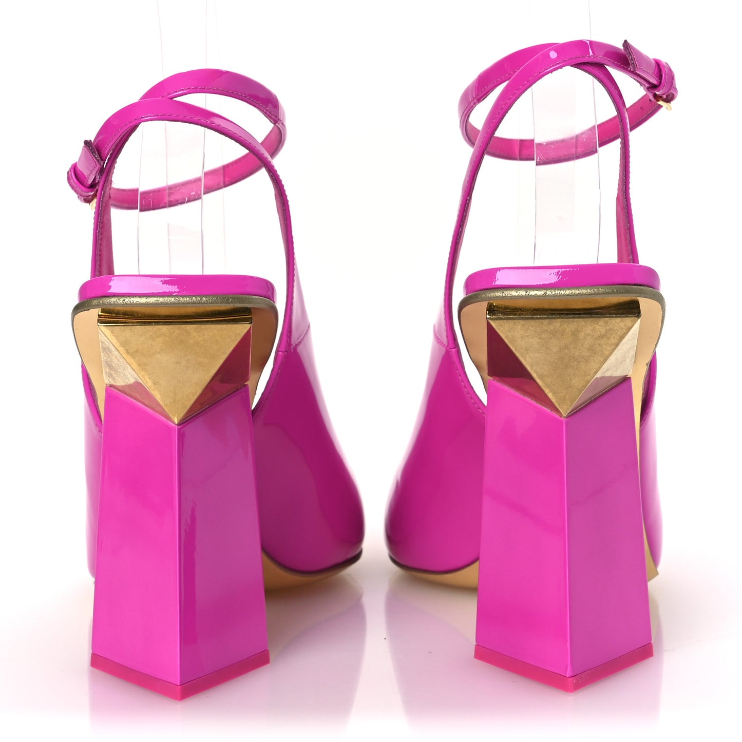 Patent Ankle Strap Heel Pumps 40 Pink