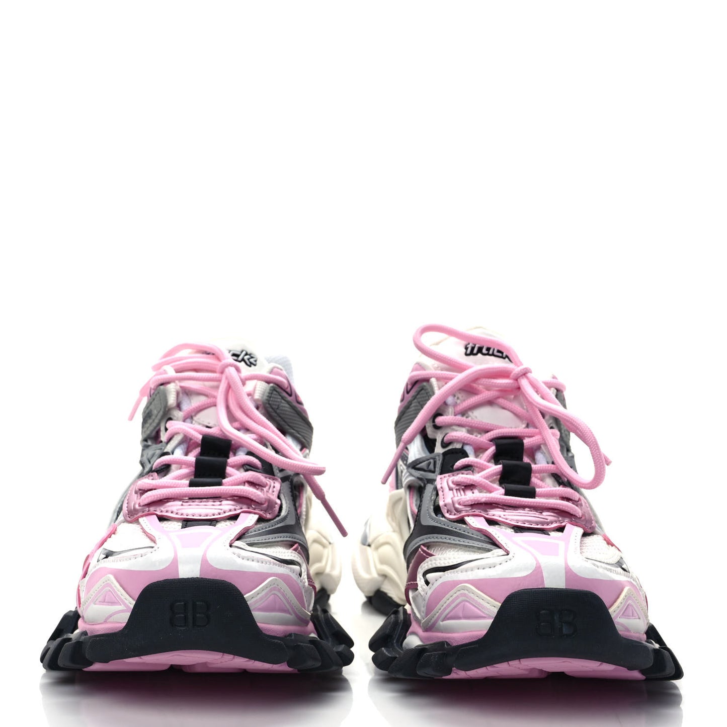 Rubber Mesh Tri-Color Womens Track.2 Open Sneakers 39 Pink Grey White