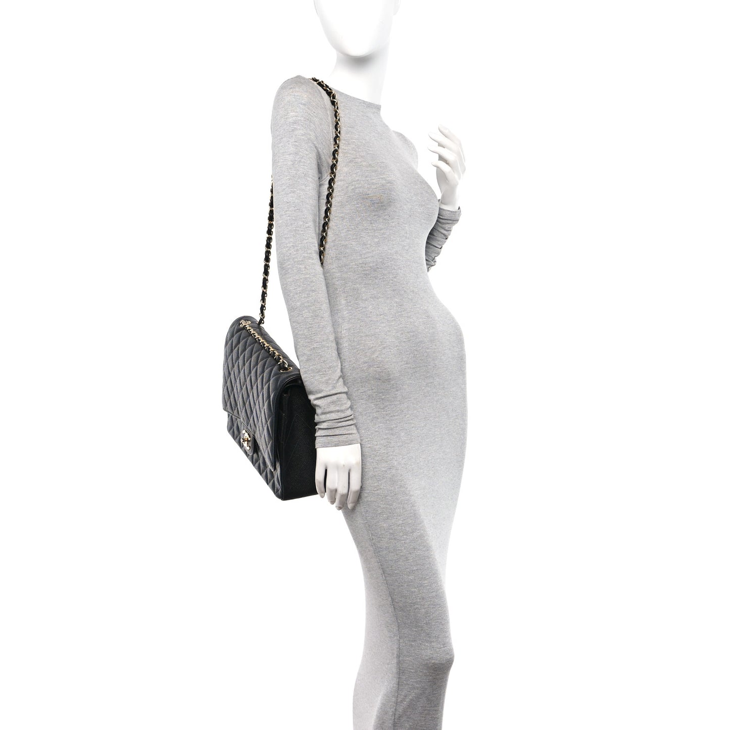 Caviar Quilted Maxi Double Flap Black