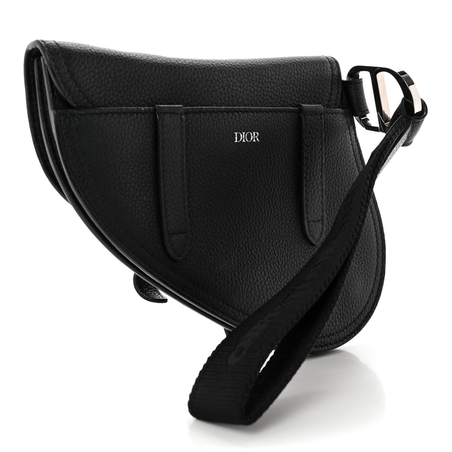 Christian Dior X KAWS Grained Calfskin Saddle Wristlet Black 3 of 10