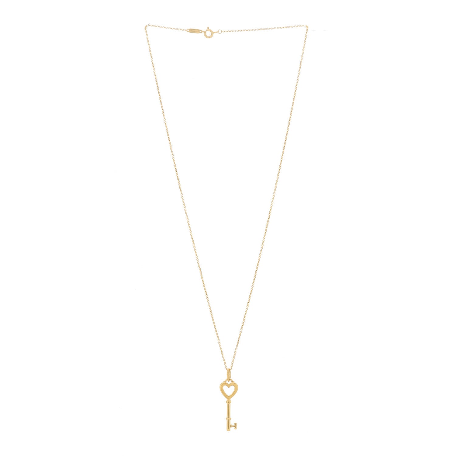 Tiffany 18K Yellow Gold Mini Heart Key Pendant Necklace 3 of 6