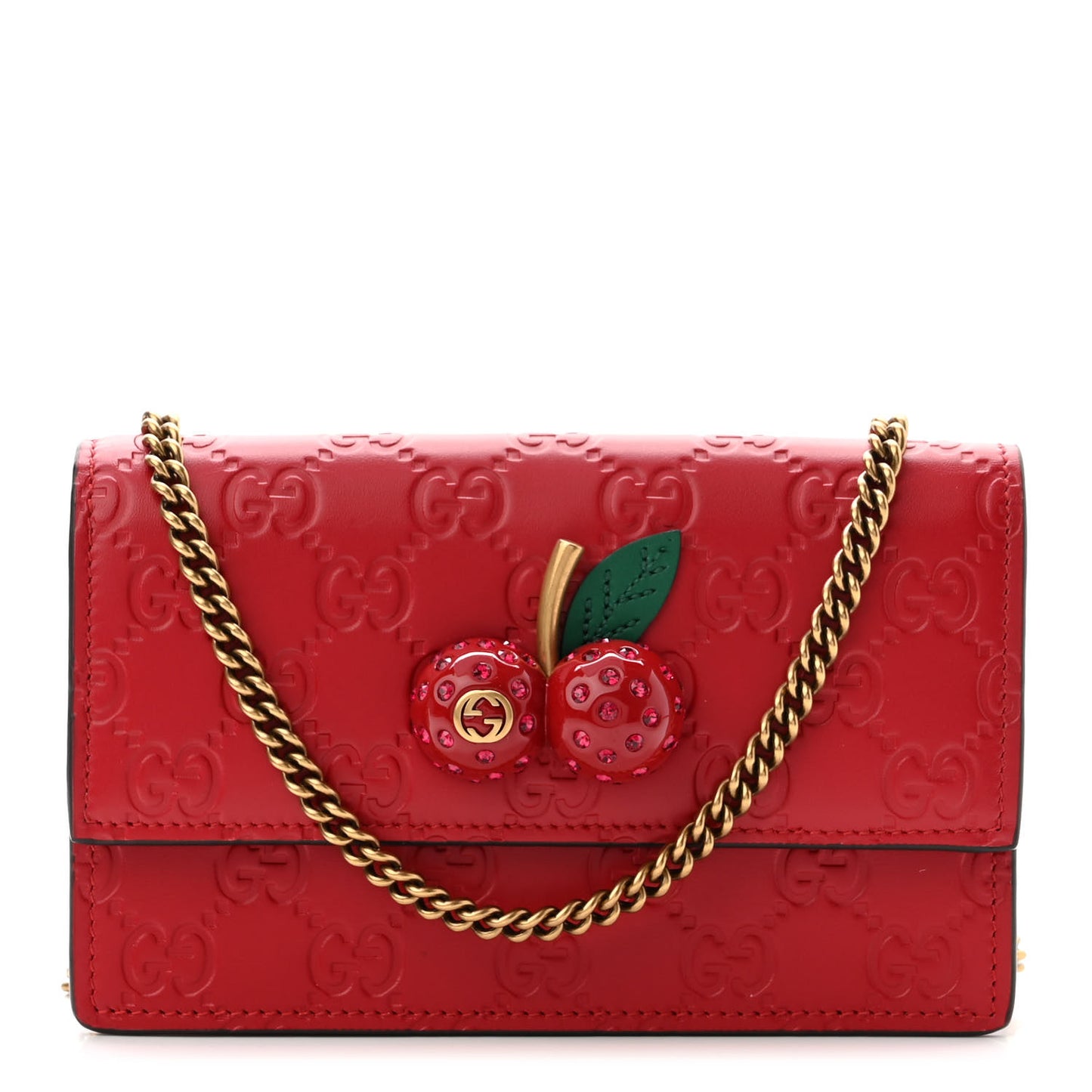 Guccissima Mini Cherry Chain Bag Hibiscus Red